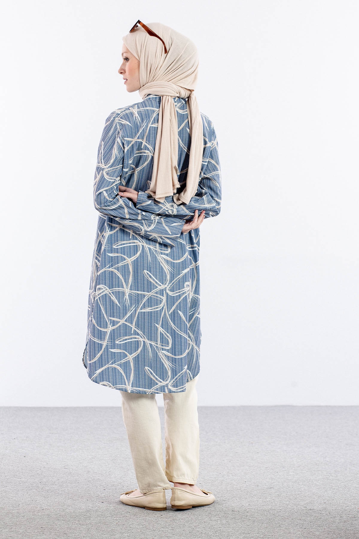 5012 Tunik 44-52 Desenli - Lacivert - 4