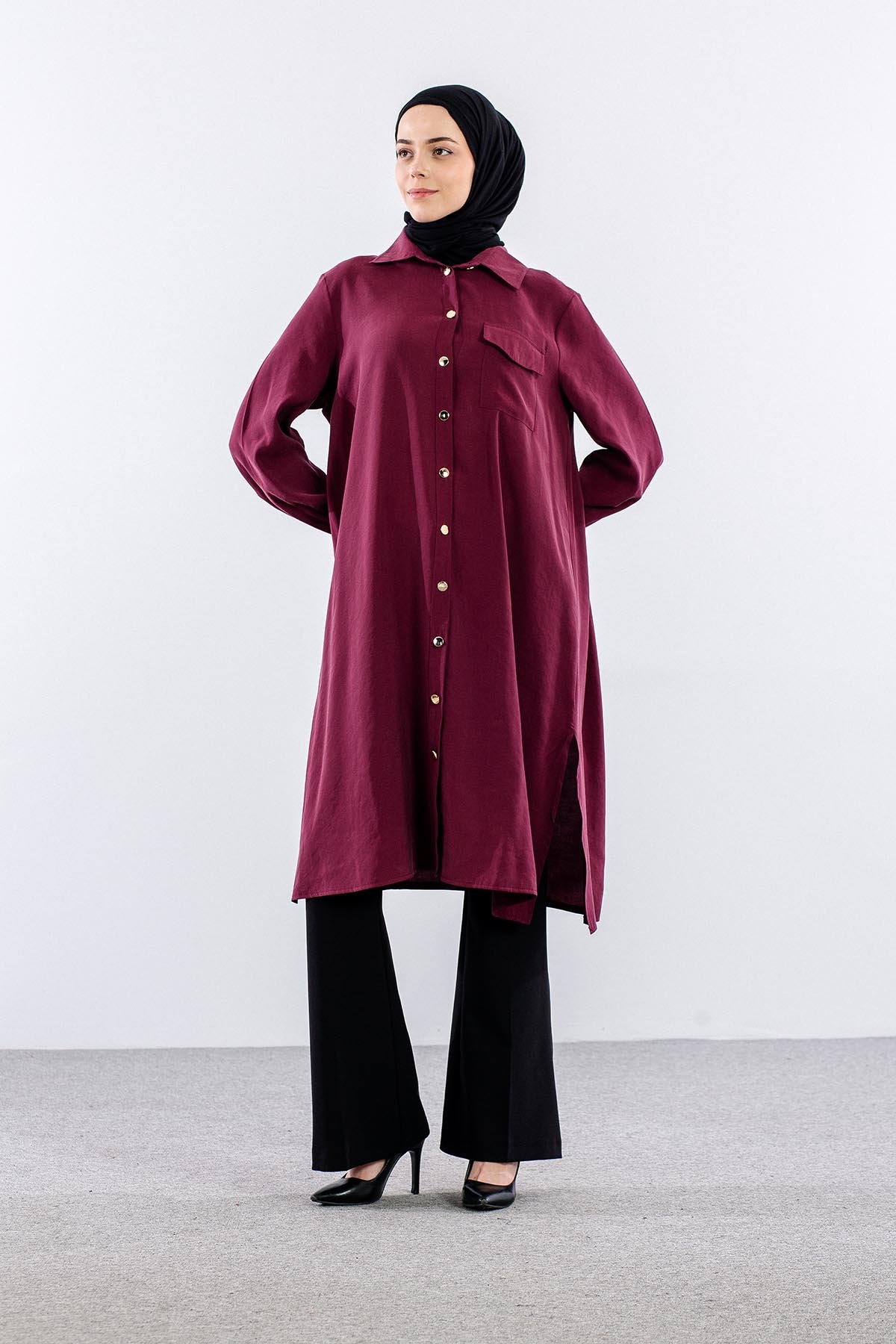 5042 Tunik 44-52 - Bordo - 1