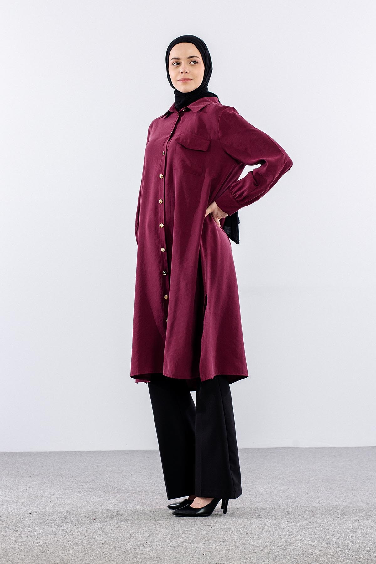 5042 Tunik 44-52 - Bordo - 4