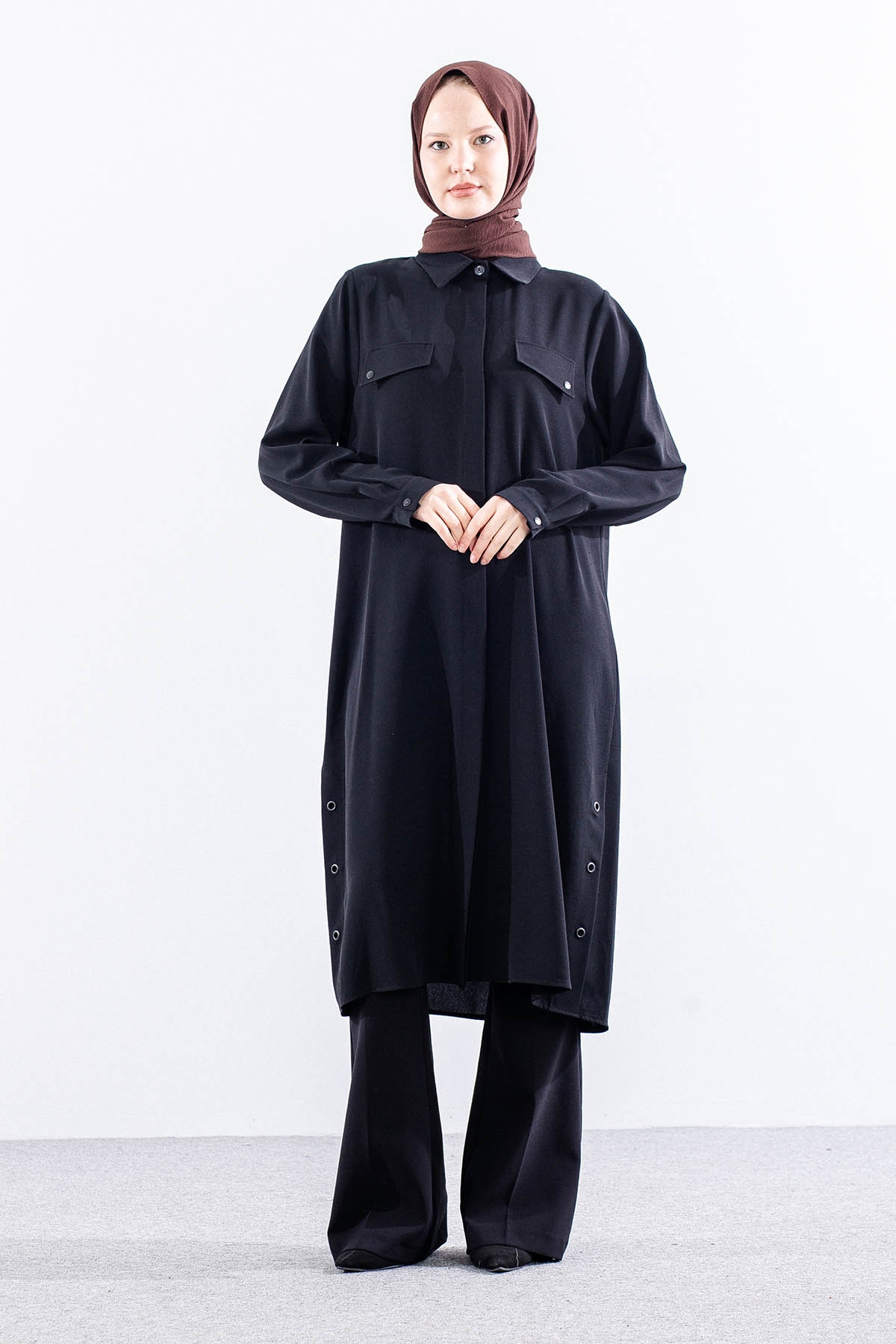 5097 Tunik 46-52 Cep Detay - Siyah - 1