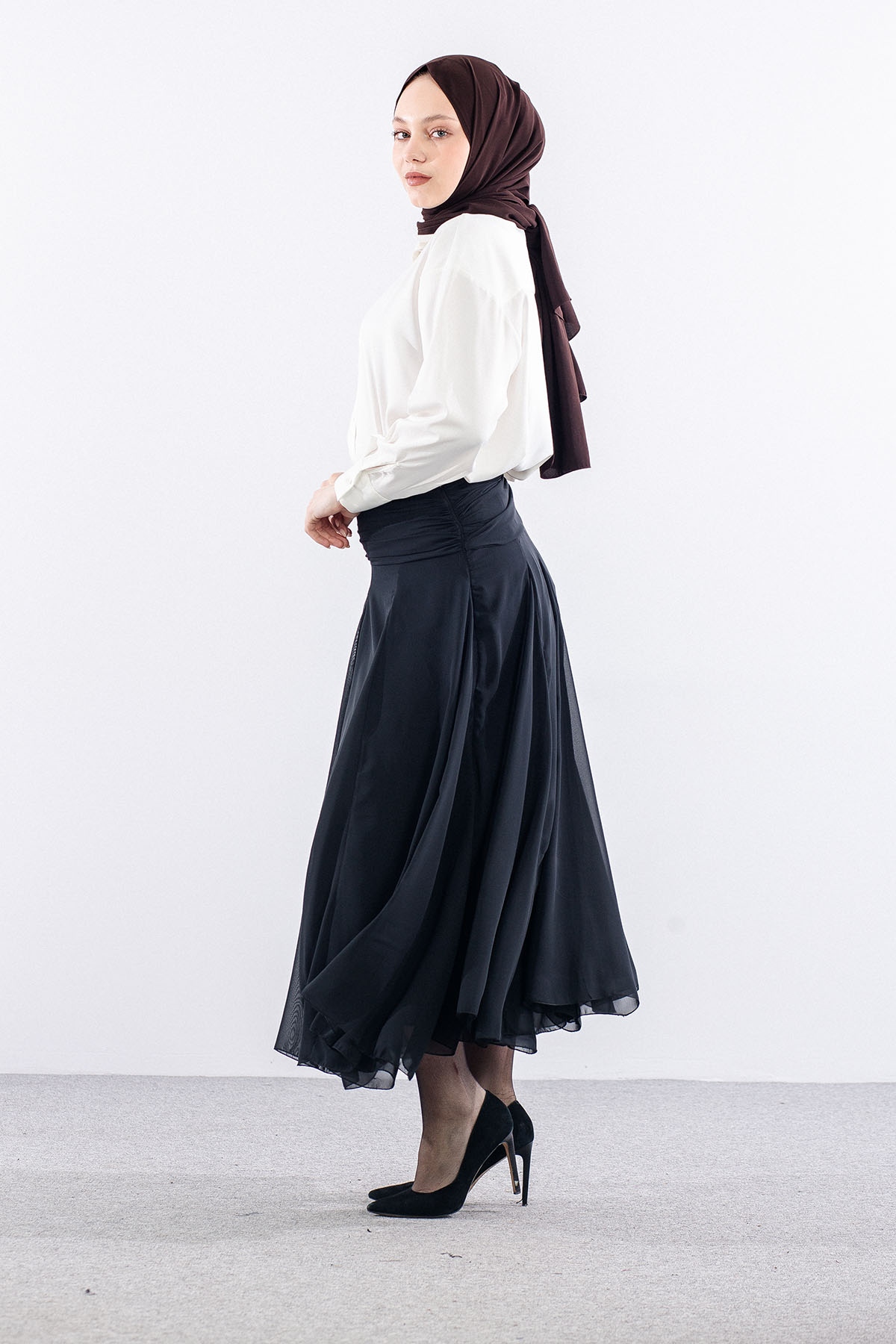 5923-00 Etek 38-42 şi̇fon - Siyah - 3