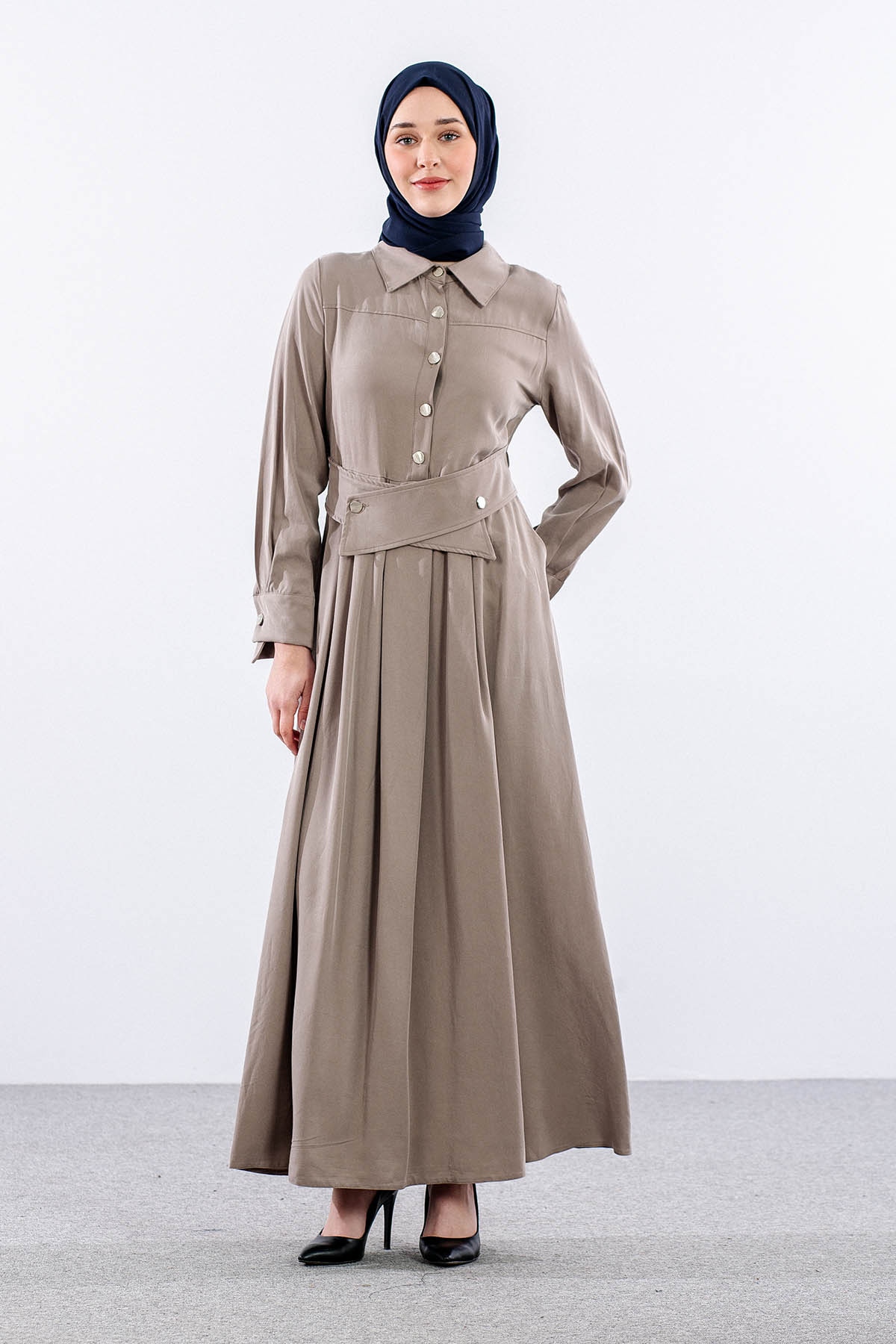 5975 Elbi̇se 38-44 Beli̇ Kuşak - Bej - 1