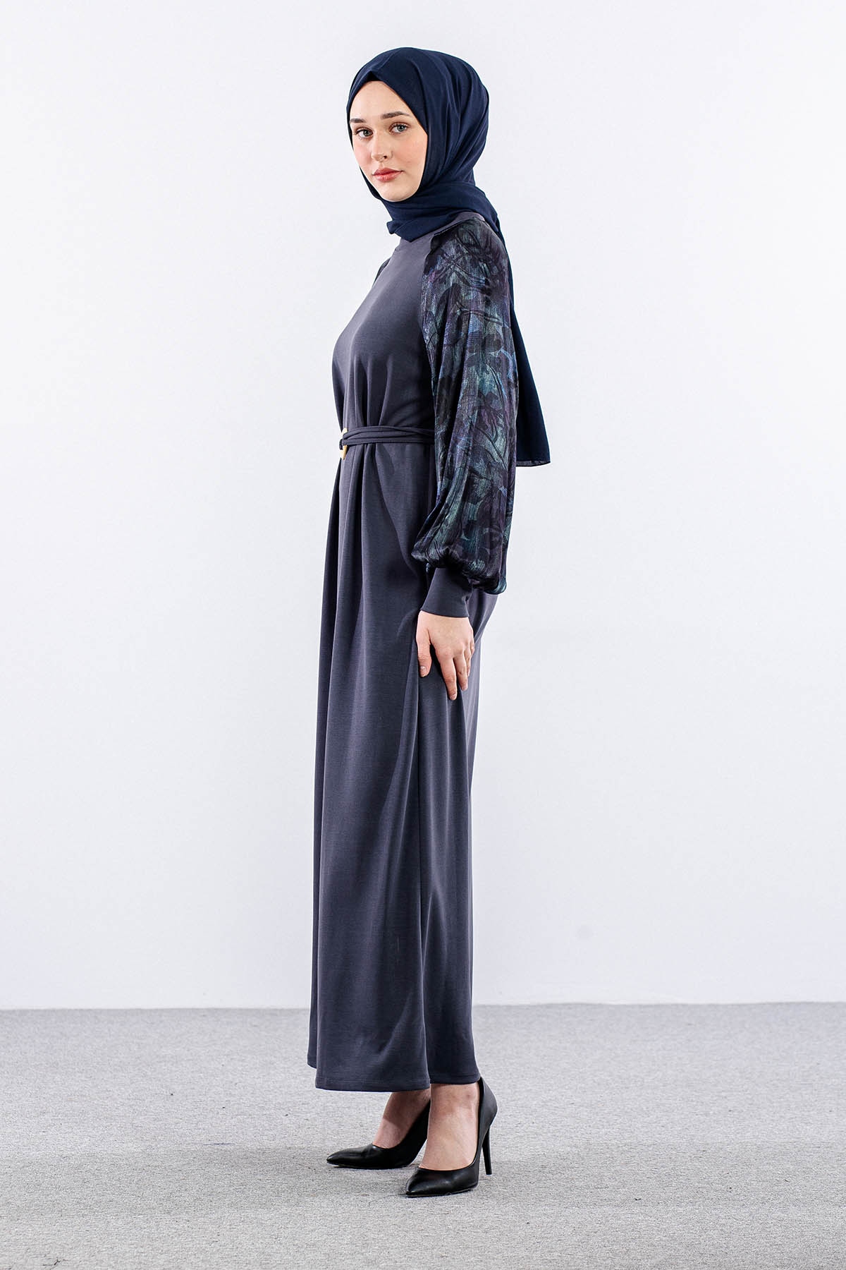 5986 Elbi̇se 38-38-40-40-42 Kolu Desenli - Antrasit - 4