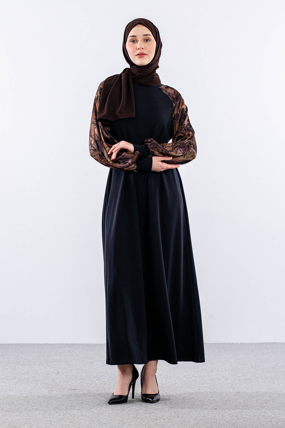 5986 Elbi̇se 38-38-40-40-42 Kolu Desenli - Siyah - 1