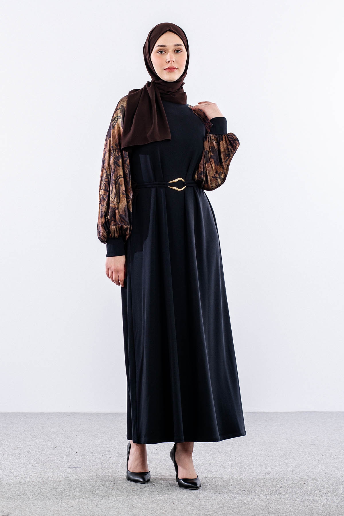 5986 Elbi̇se 38-38-40-40-42 Kolu Desenli - Siyah - 2