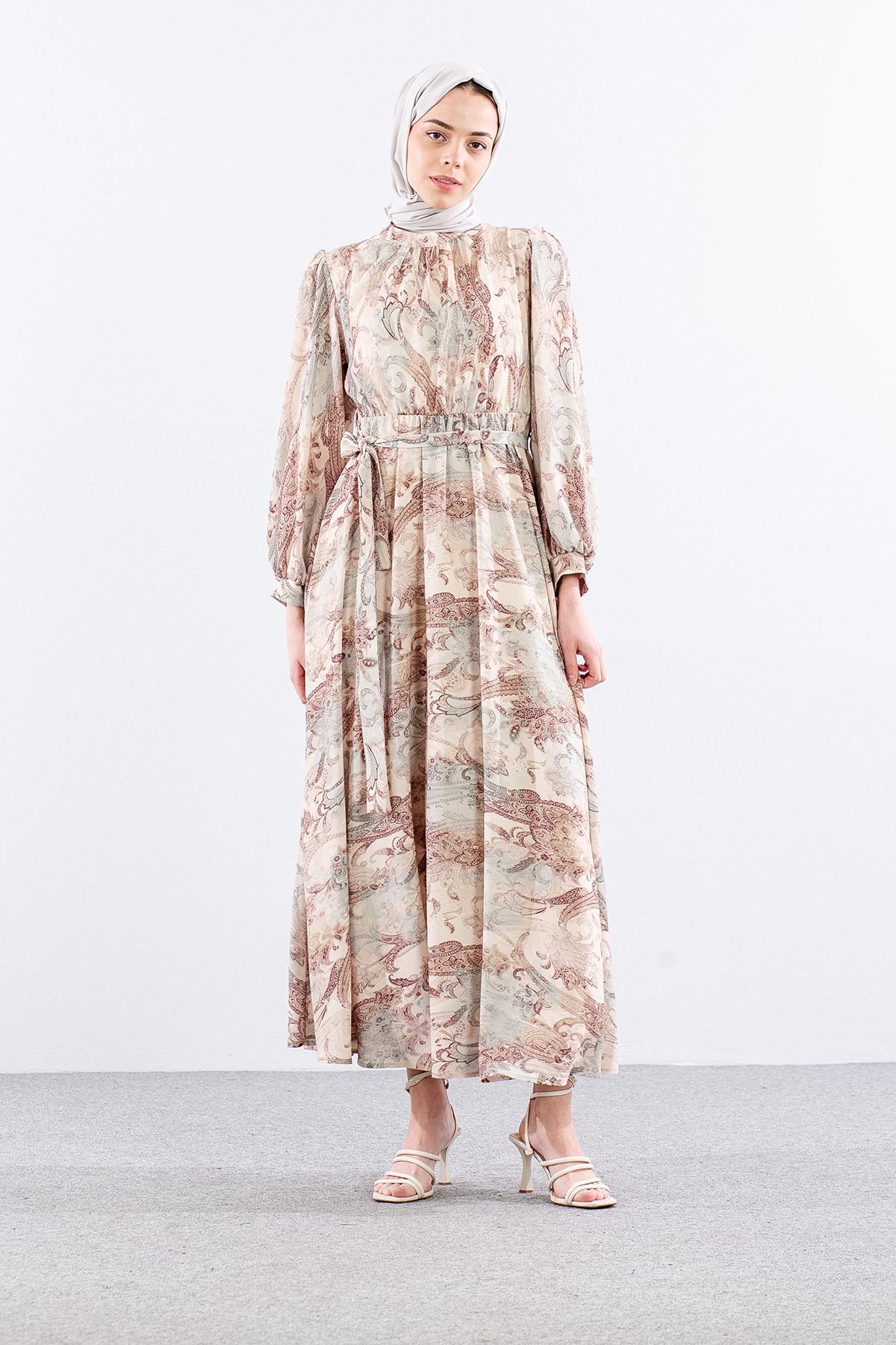 6007 Elbi̇se 38-44 Acik Sal Desen - Krem_kahve - 3