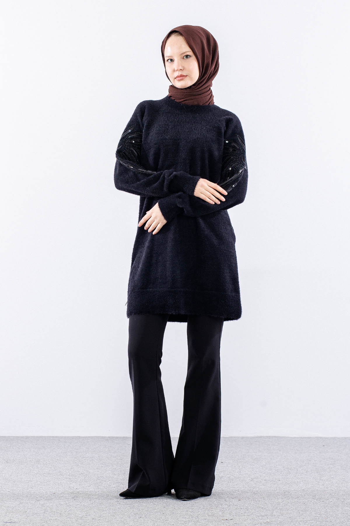 6675 Tunik Tek  Sakalli Tas - Siyah - 2