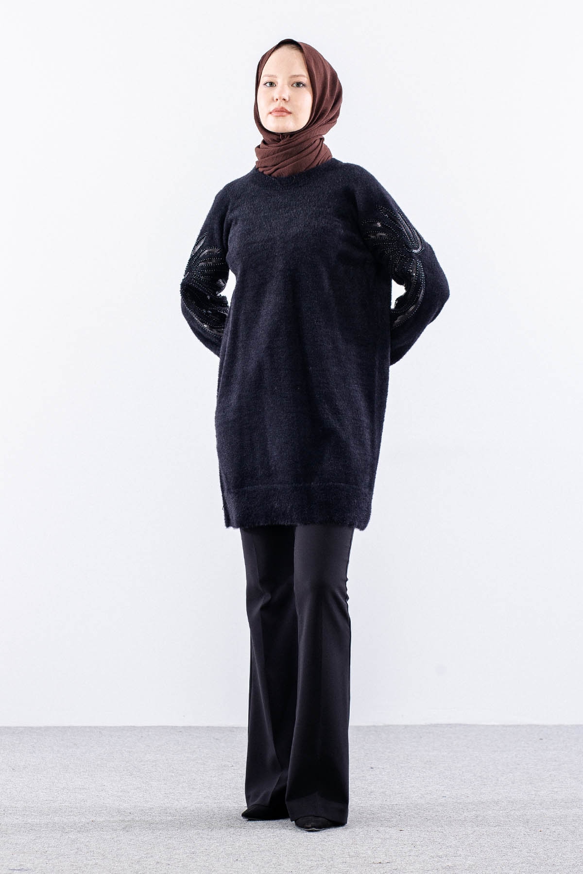 6675 Tunik Tek  Sakalli Tas - Siyah - 3