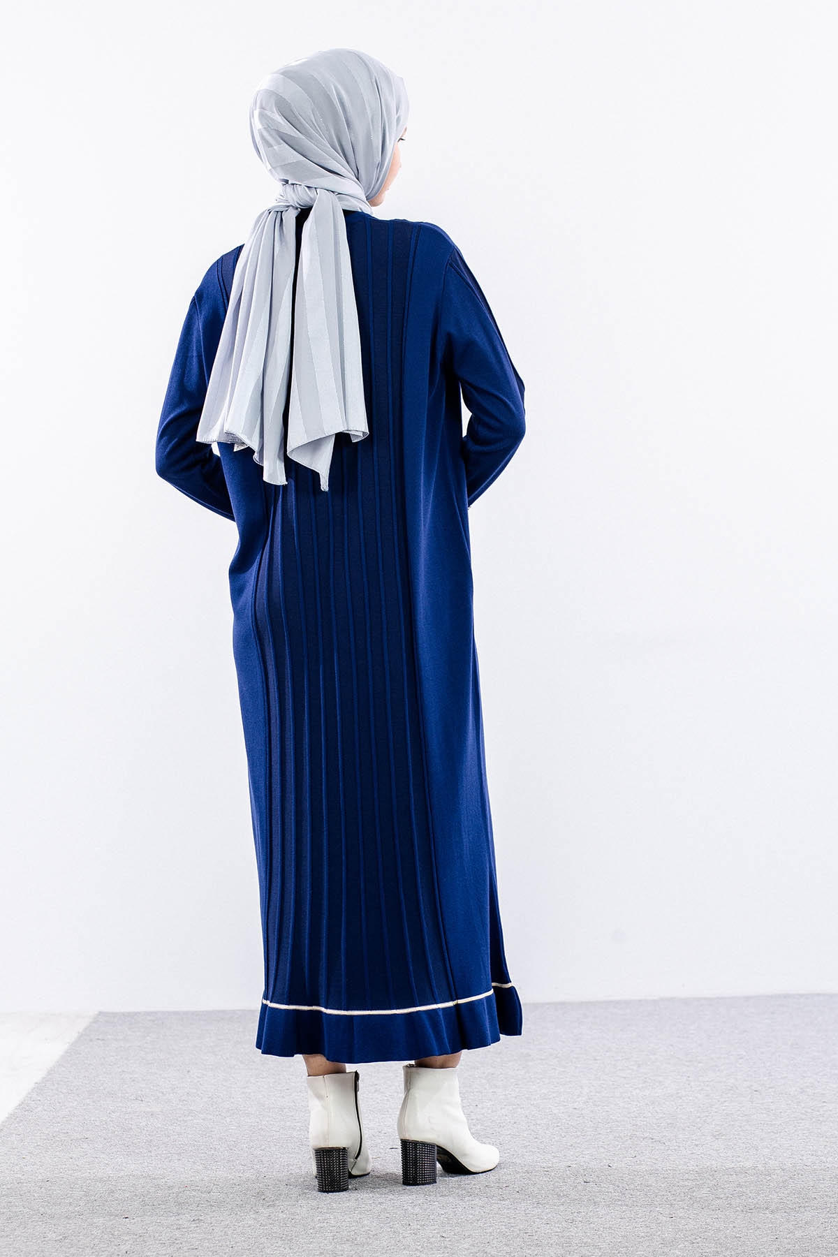 6745 Triko Elbise Tek - Lacivert - 6