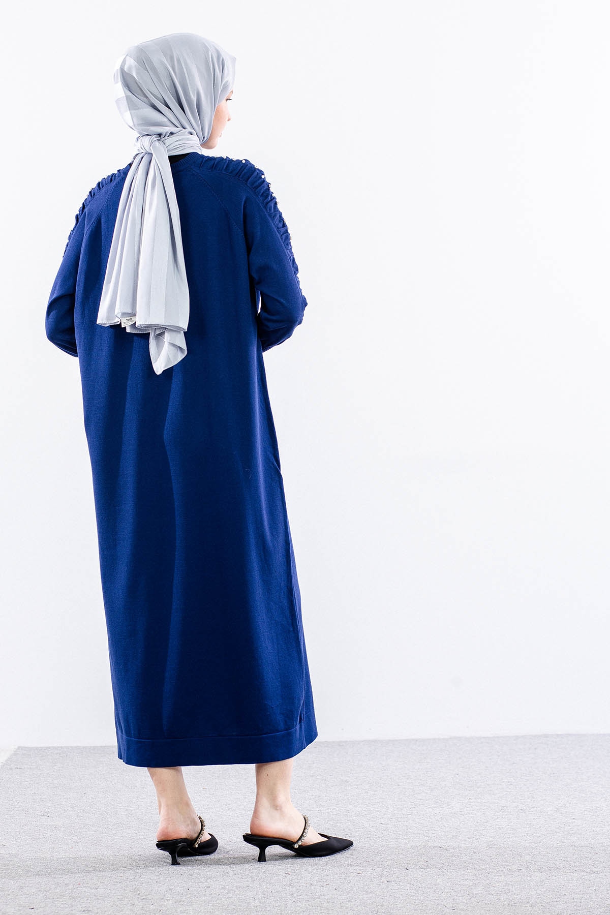 7055 Triko Elbise Tek - Indigo - 4