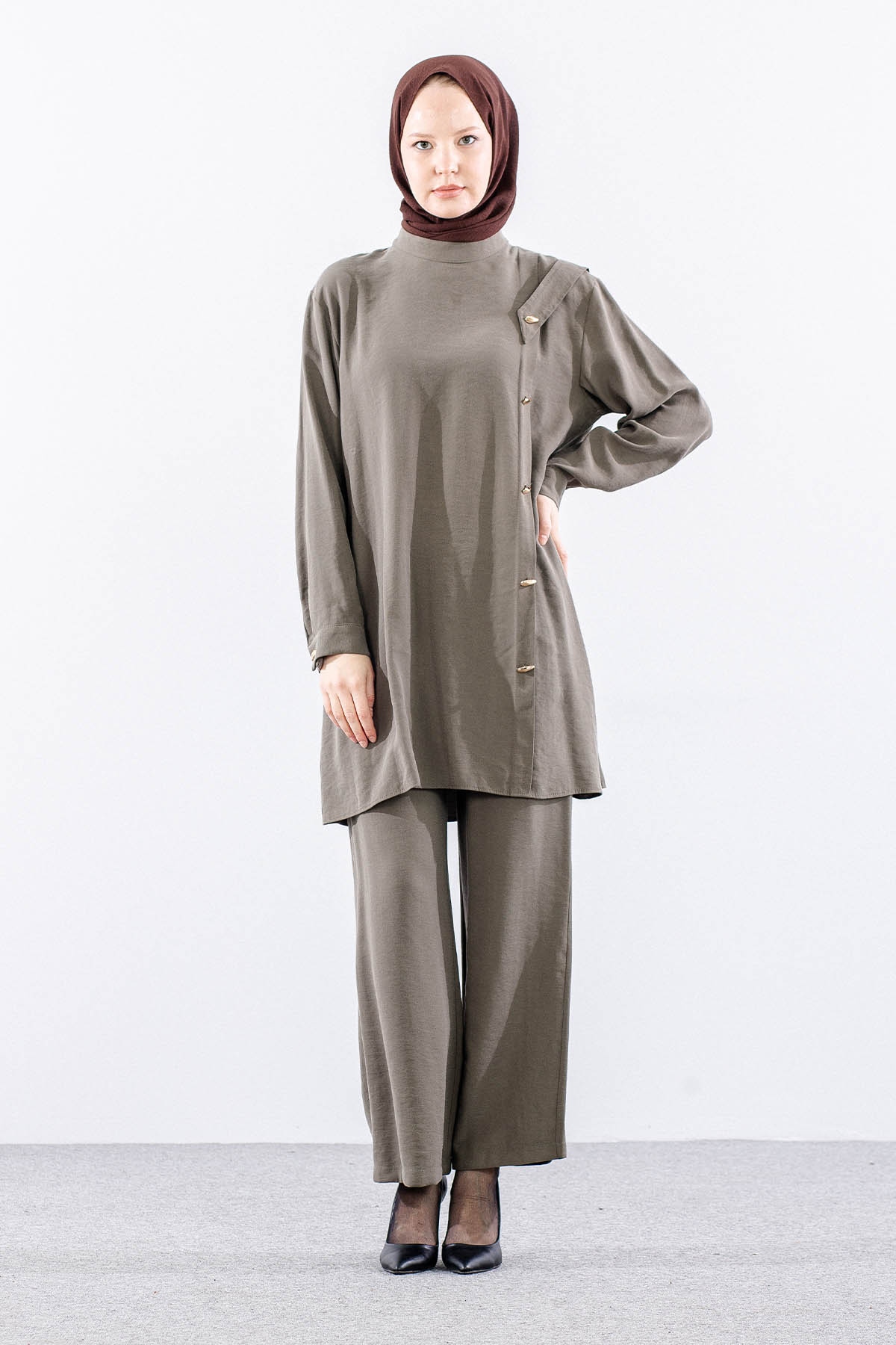 7722 Takim 40-48 Dugmeli - Haki - 2