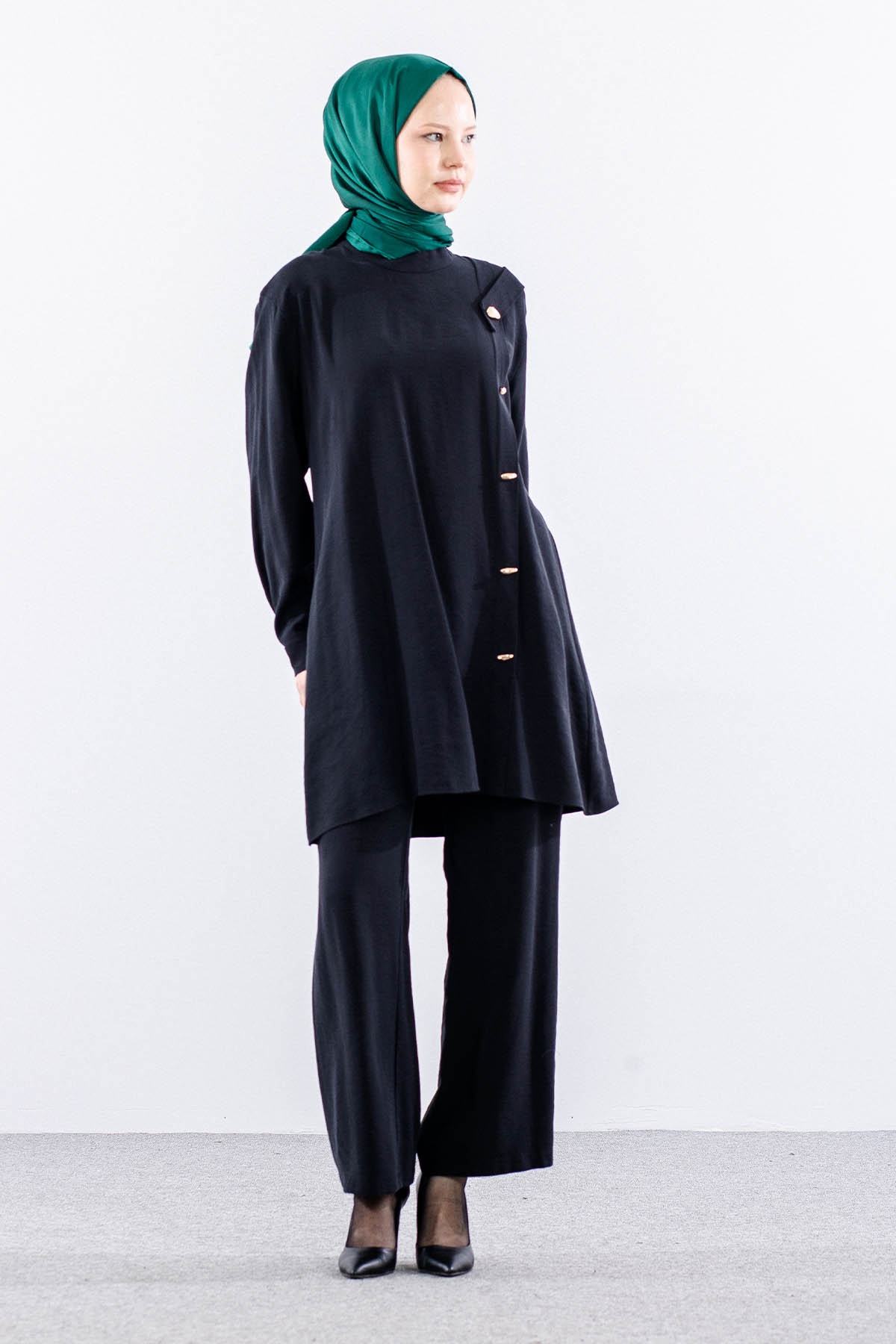 7722 Takim 40-48 Dugmeli - Siyah - 2