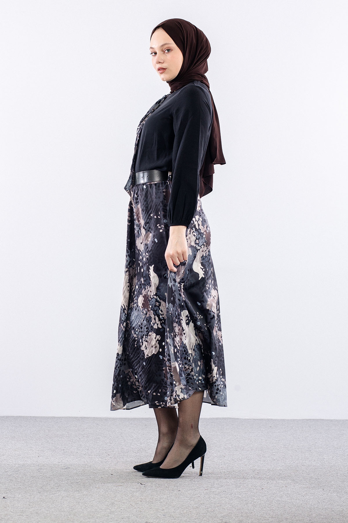 7724 E.takim 38-44 Saten Desen - Siyah - 2