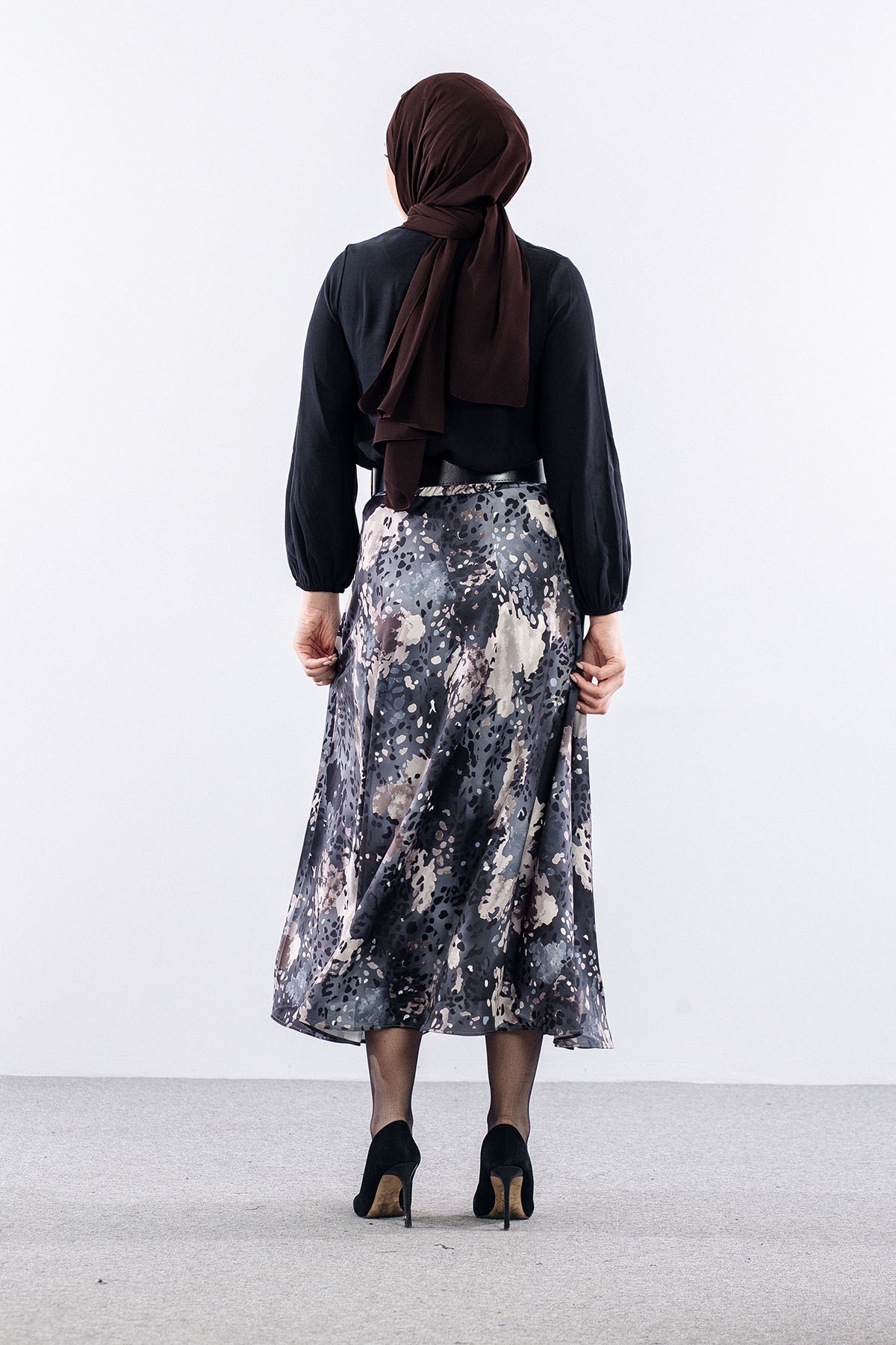 7724 E.takim 38-44 Saten Desen - Siyah - 3