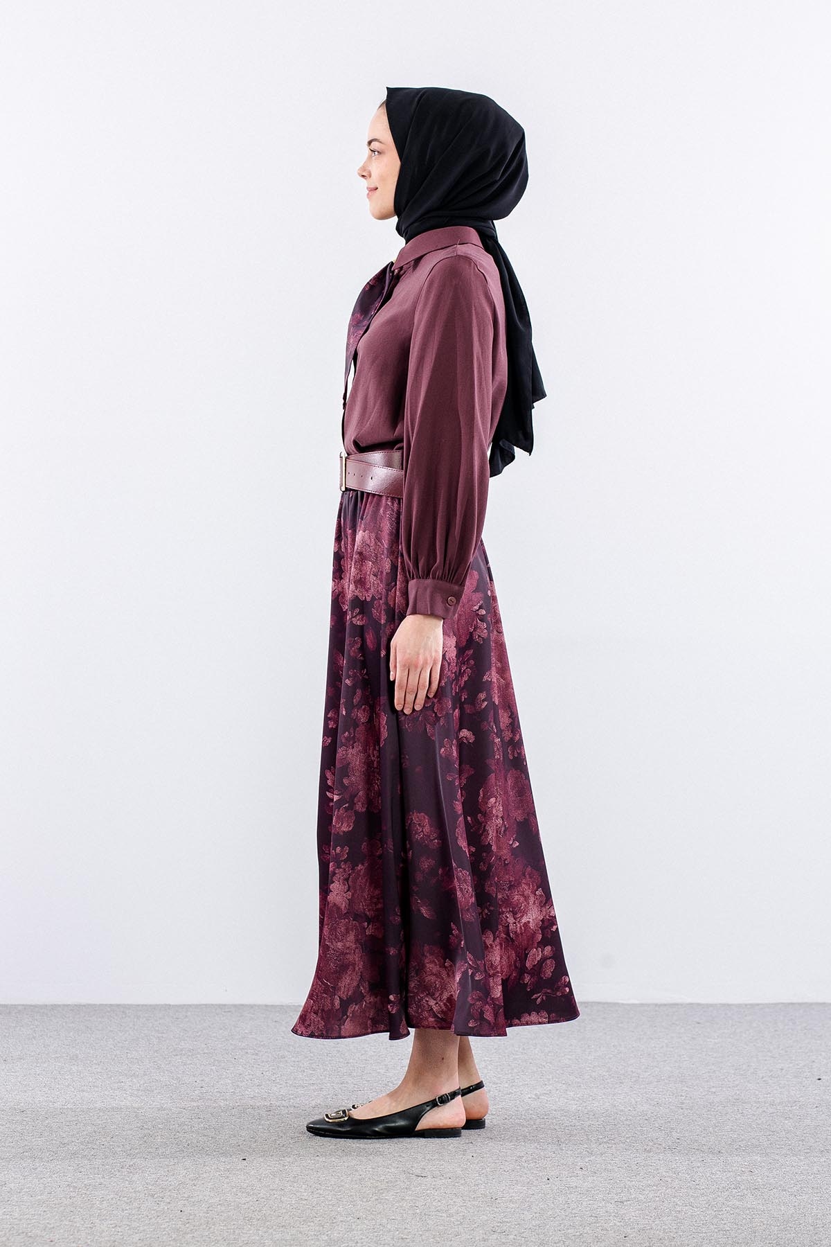 7730 E.takim 38-44 Etegi Desenli Saten - Bordo - 3