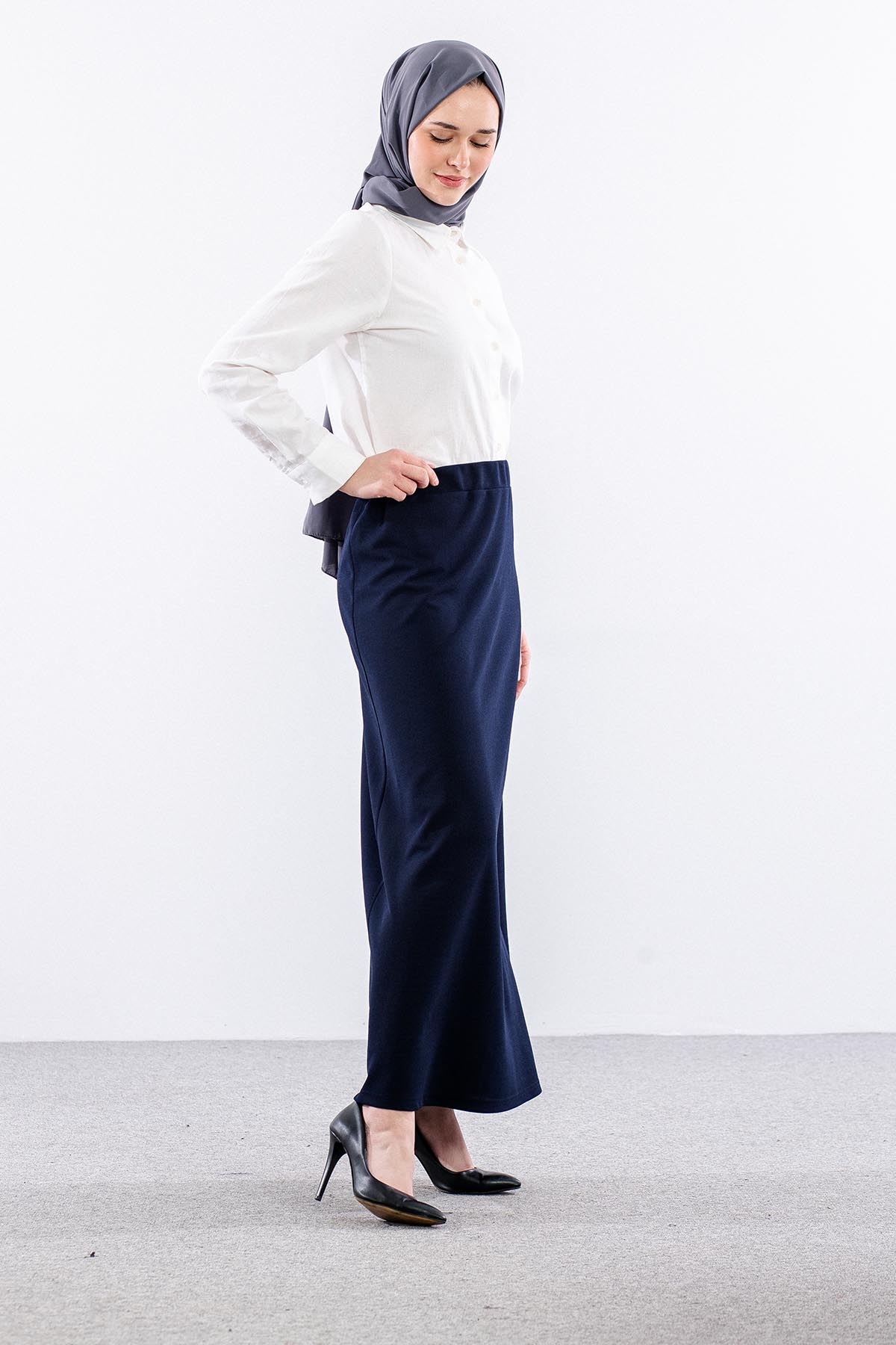 792 Kalem Etek 38-48 Krep Kumas - Lacivert - 3