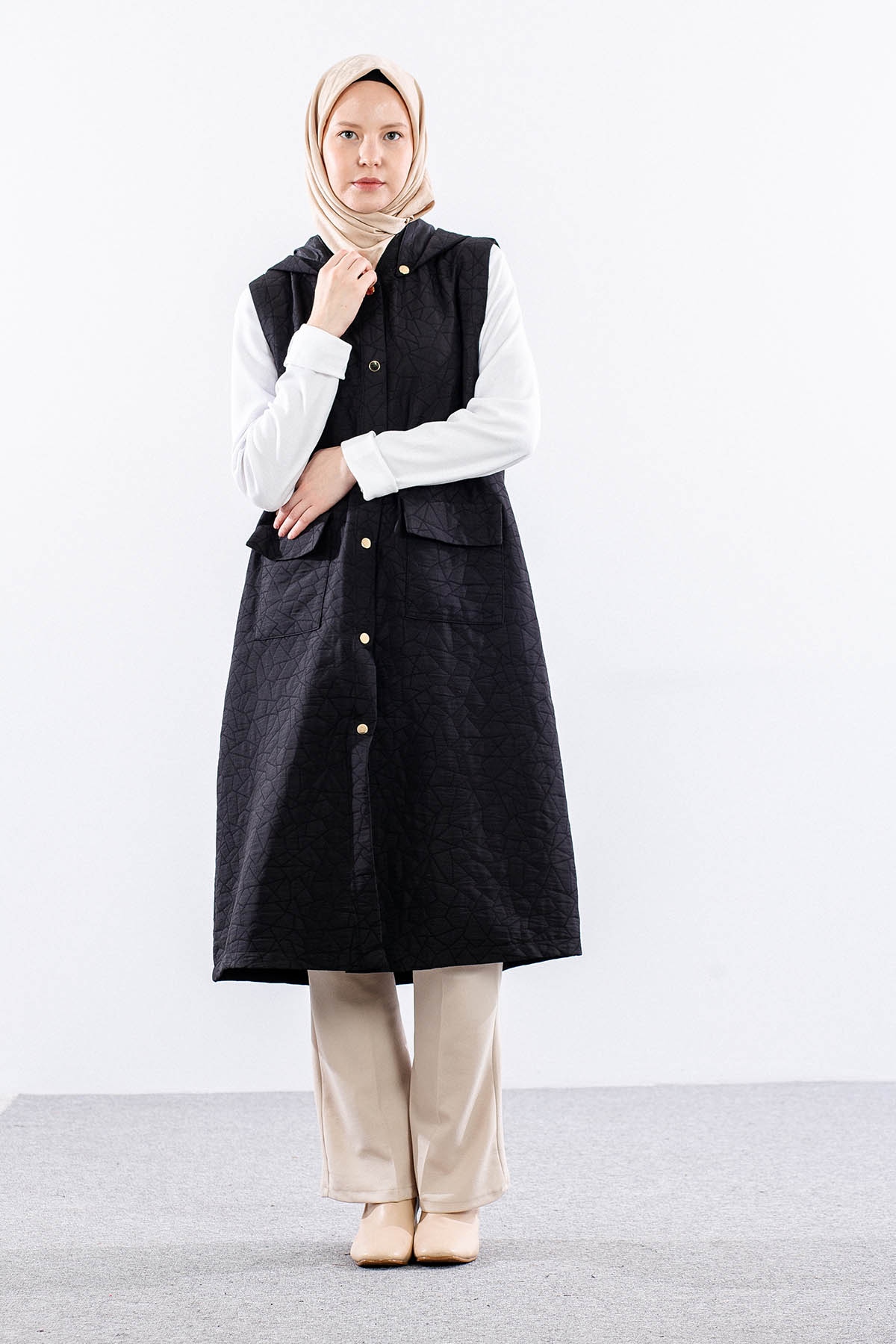 8005 Kapitone Yelek 46-52 - Siyah - 2