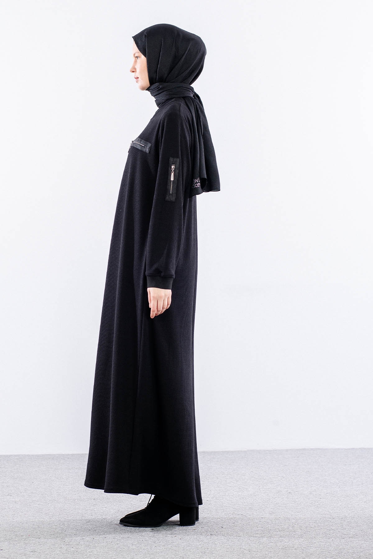 8191 Elbise 3-4-5-6 Triko Kumas - Siyah - 5