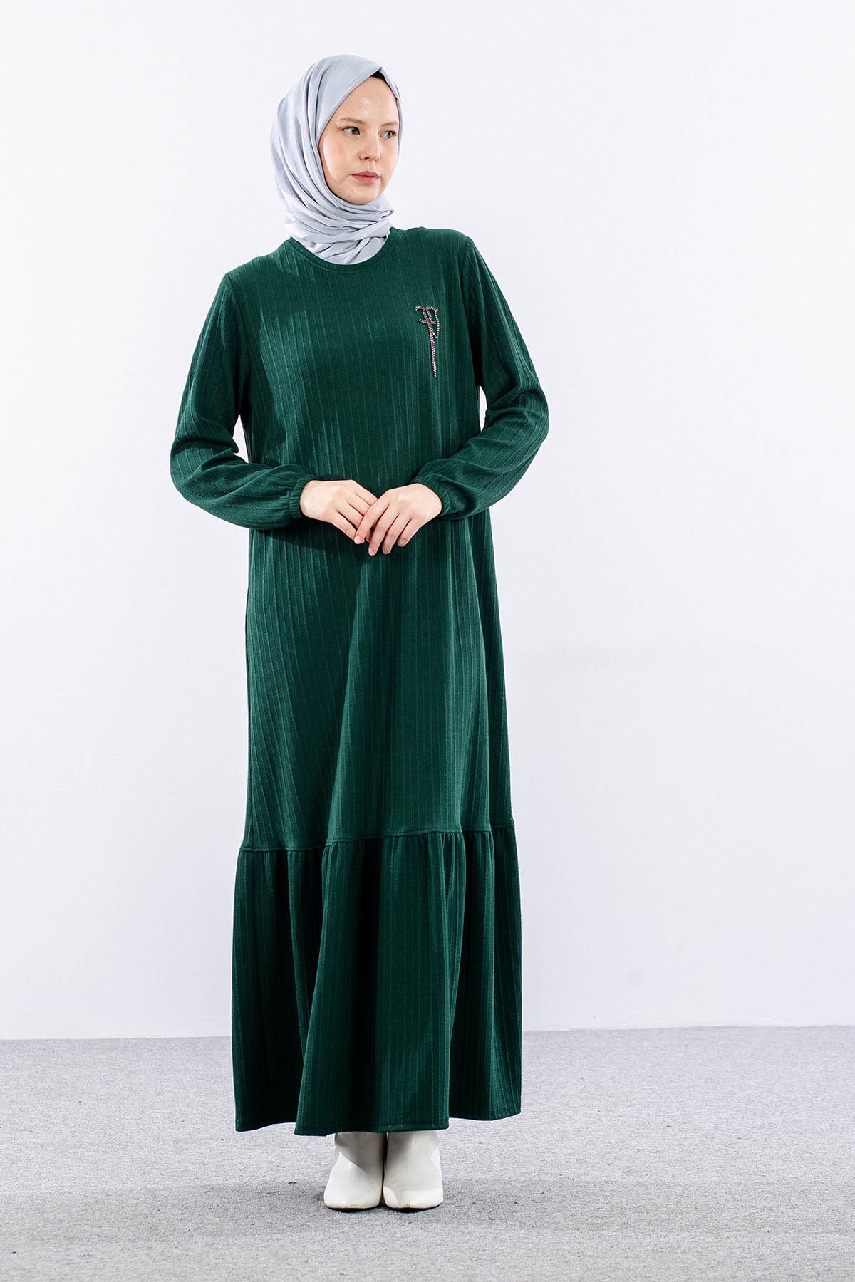 8339 Elbise 3-4-5-6 - Haki - - 1