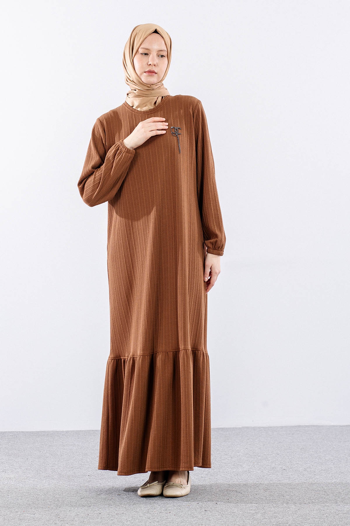 8339 Elbise 3-4-5-6 - Taba - 3