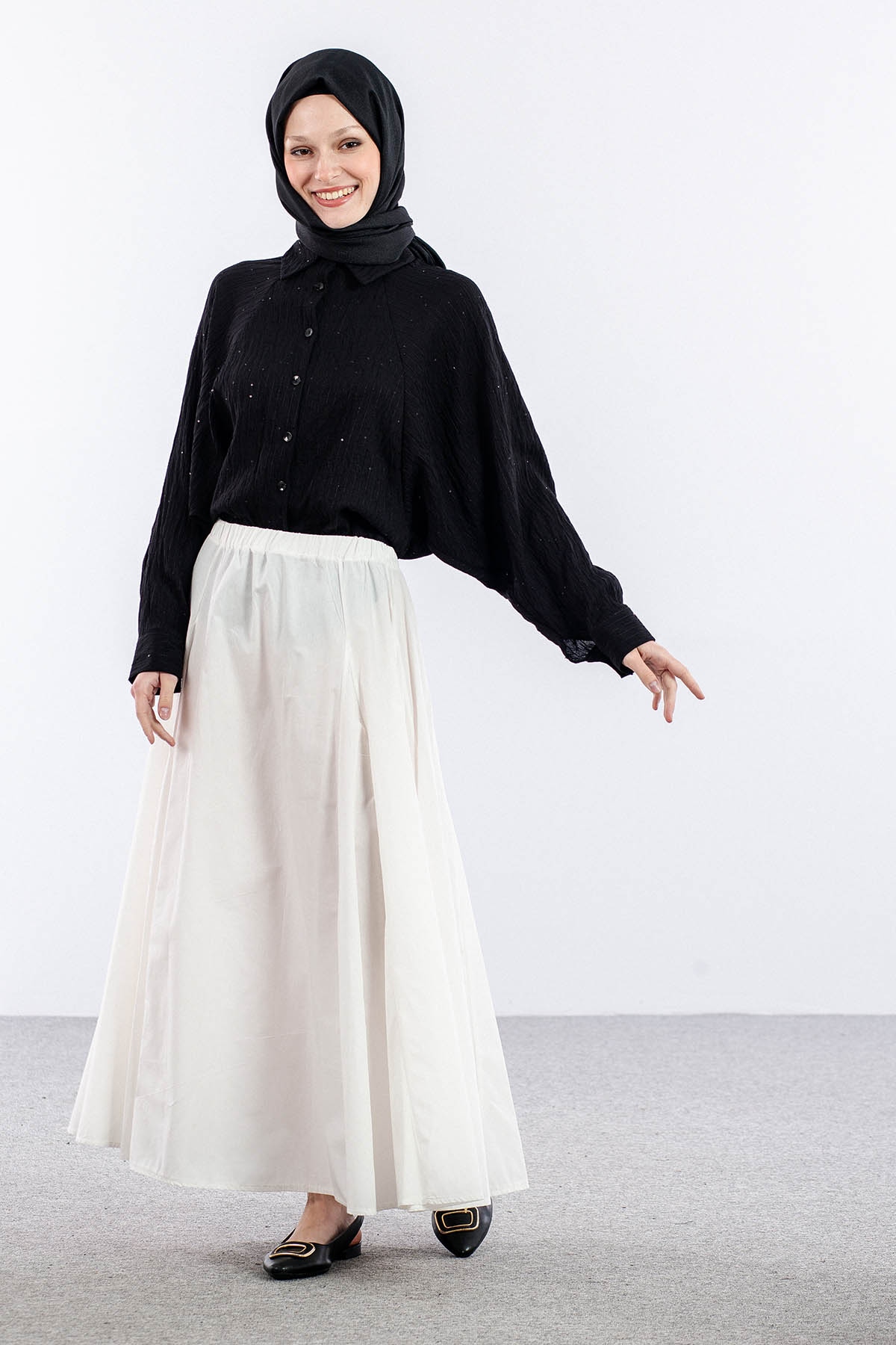 9569-00 Poplin Etek 38-38-40-40 - Ekru - 2