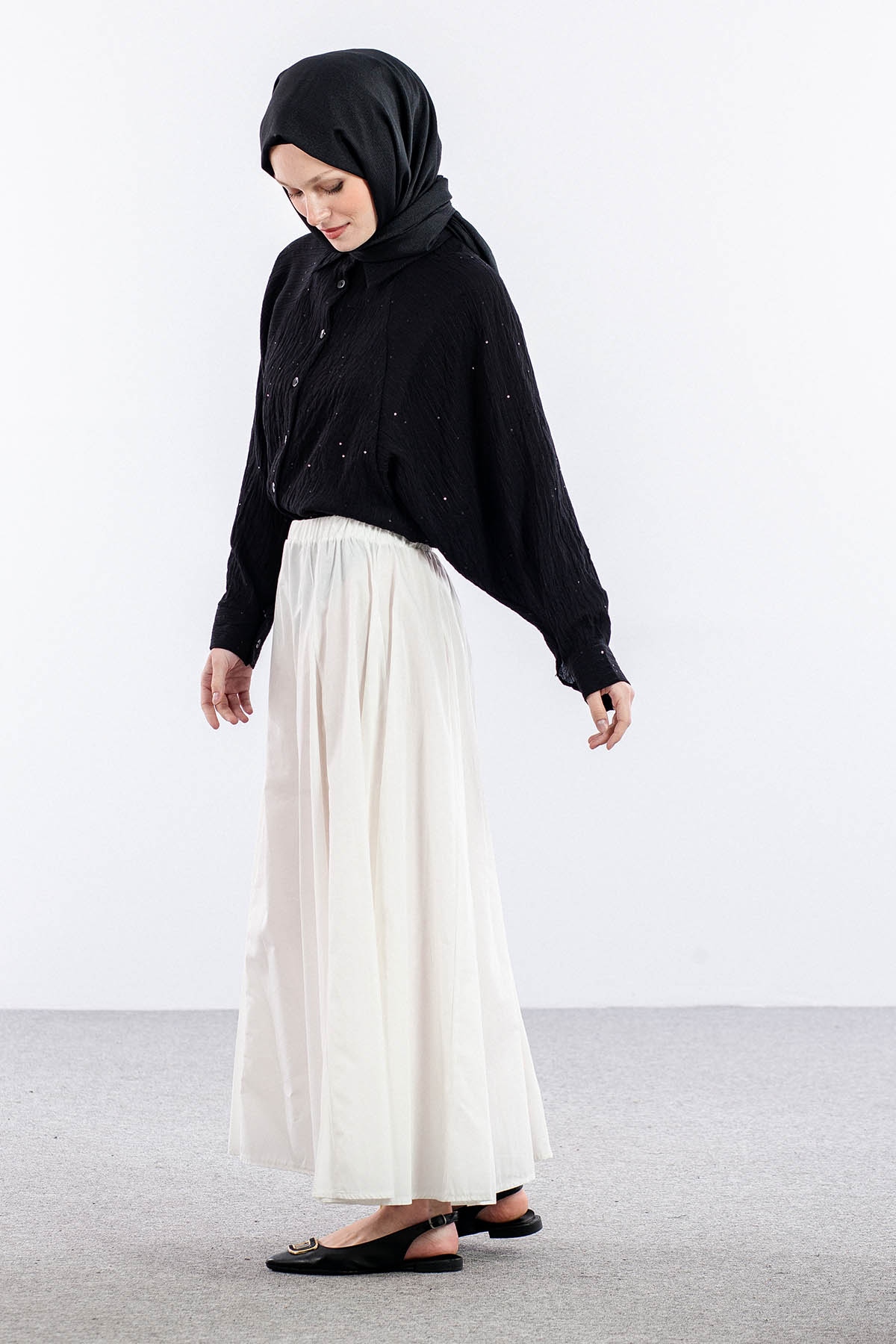 9569-00 Poplin Etek 38-38-40-40 - Ekru - 3