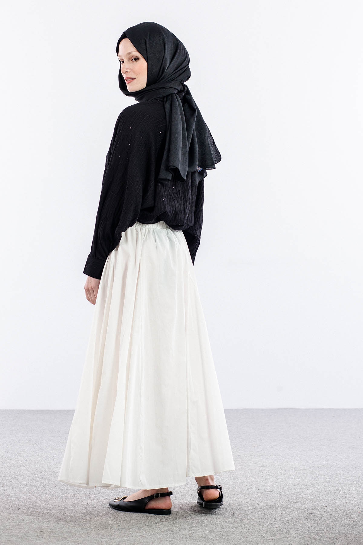 9569-00 Poplin Etek 38-38-40-40 - Ekru - 4