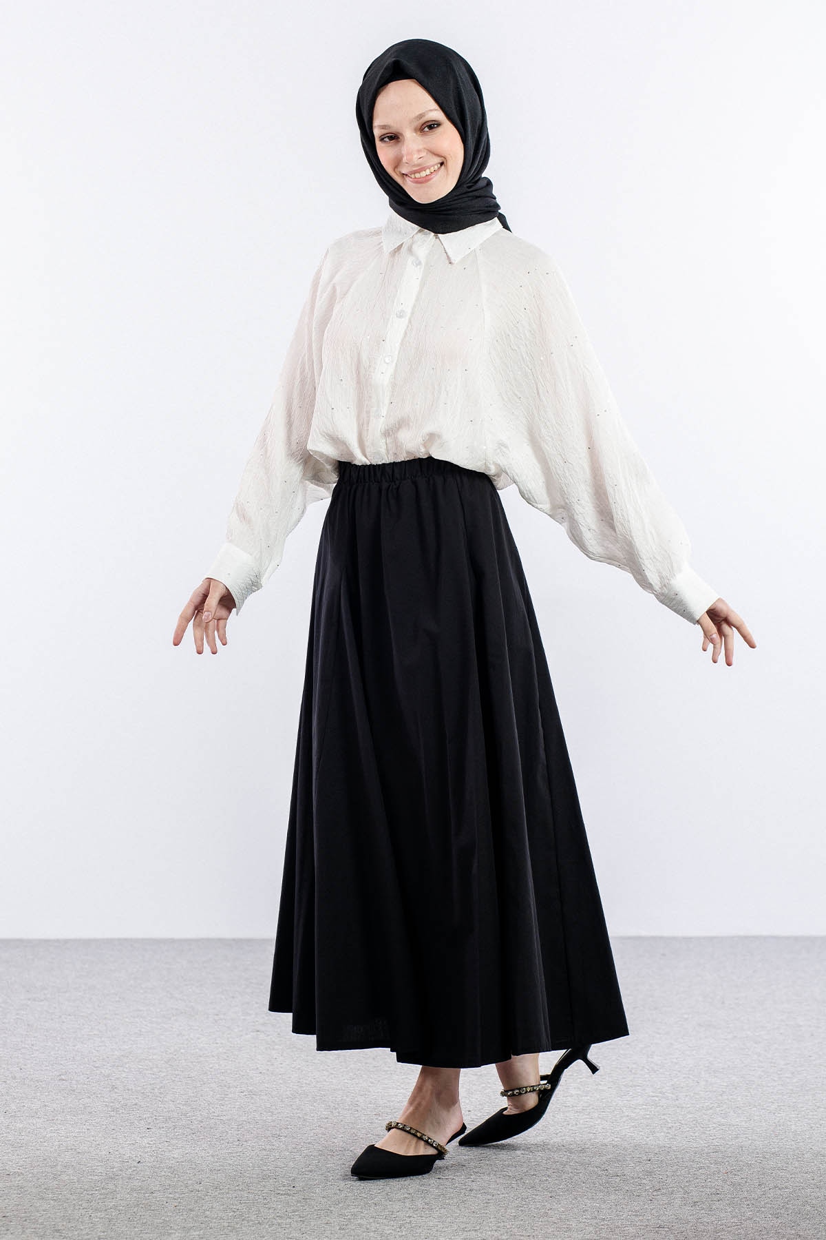 9569-00 Poplin Etek 38-38-40-40 - Siyah - 1