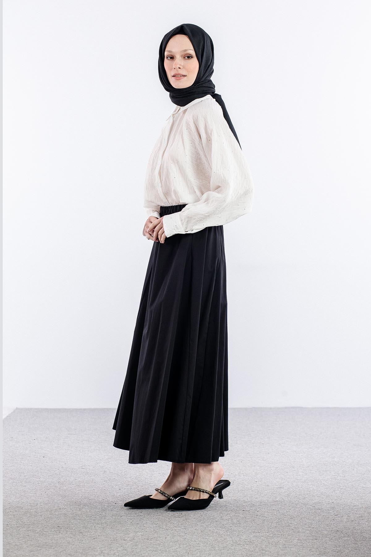 9569-00 Poplin Etek 38-38-40-40 - Siyah - 2