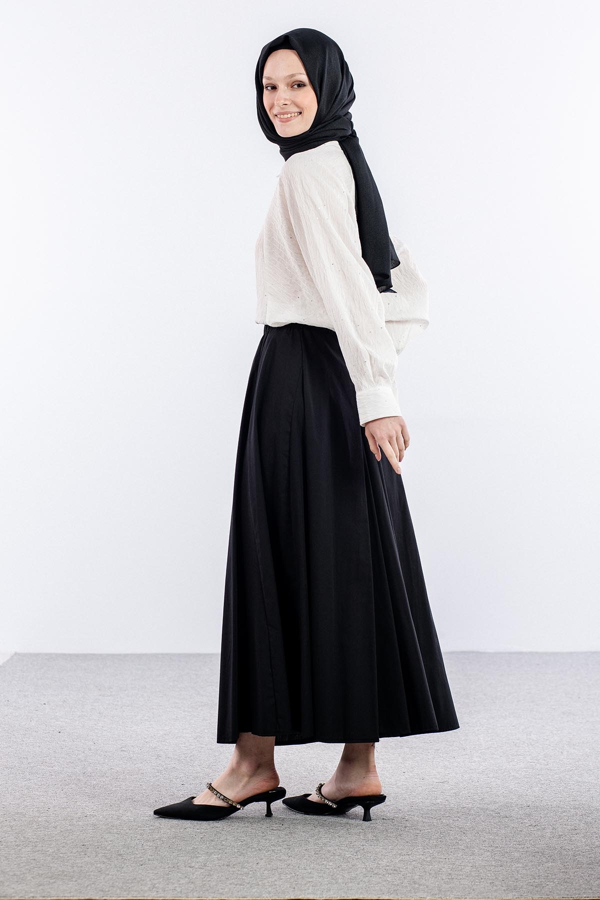 9569-00 Poplin Etek 38-38-40-40 - Siyah - 3
