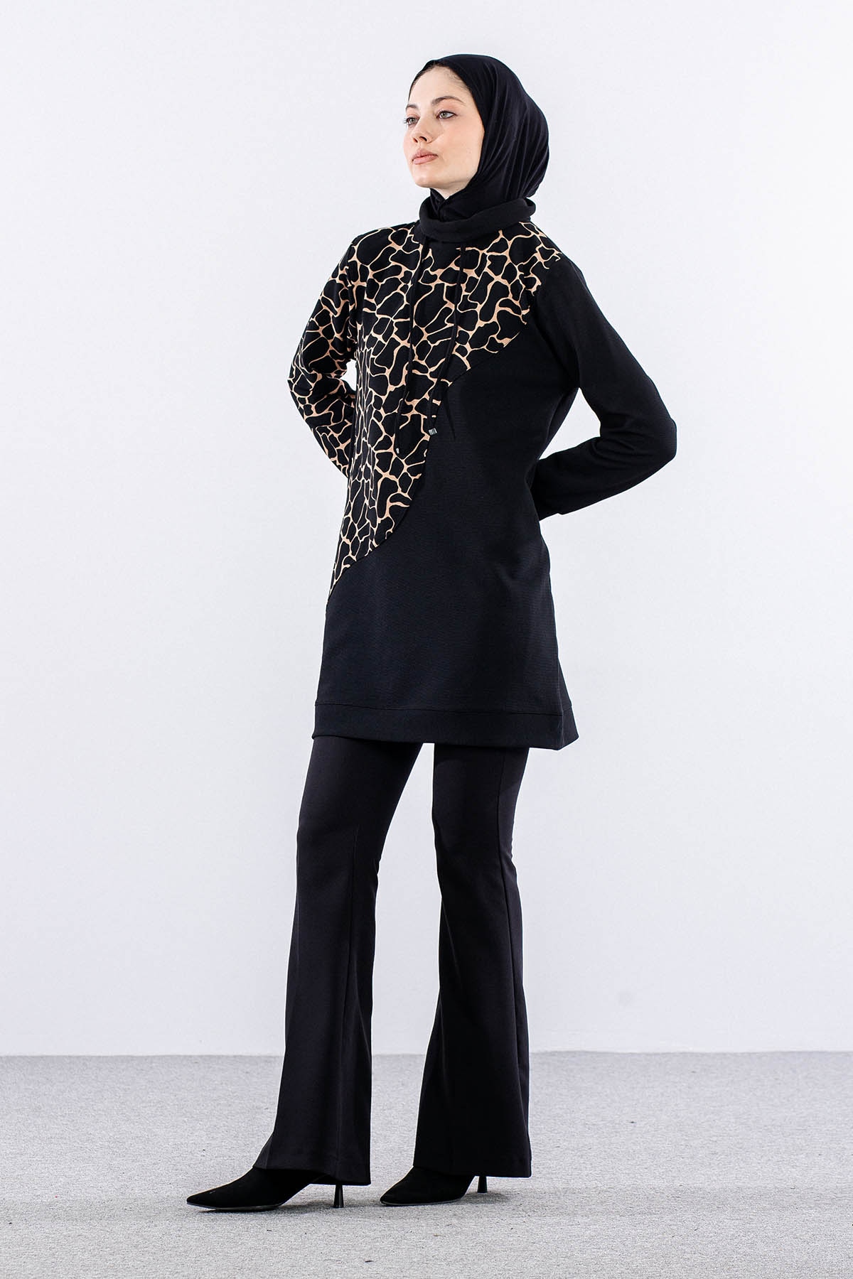 9617 Tunik 2-3-4-5 - Siyah_bej - 1