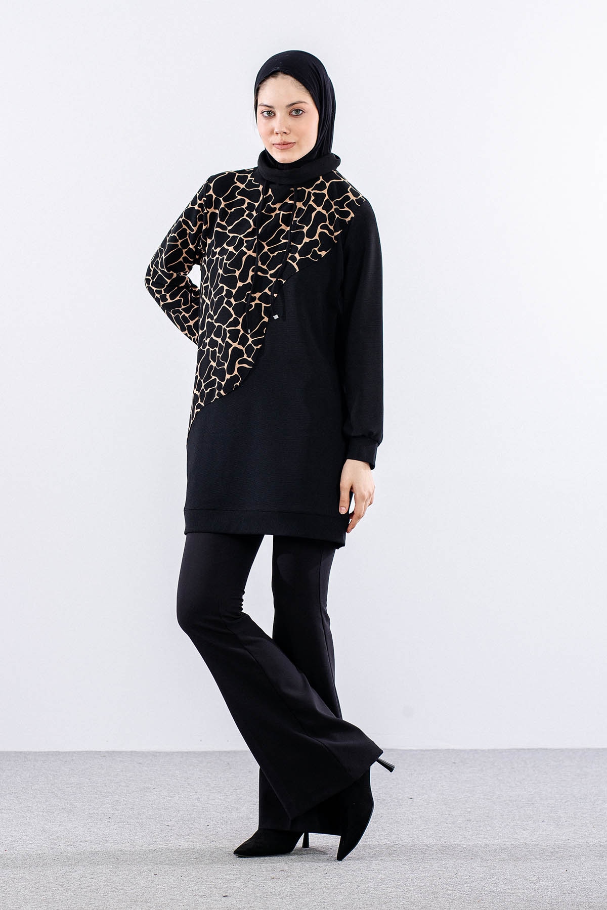 9617 Tunik 2-3-4-5 - Siyah_bej - 2