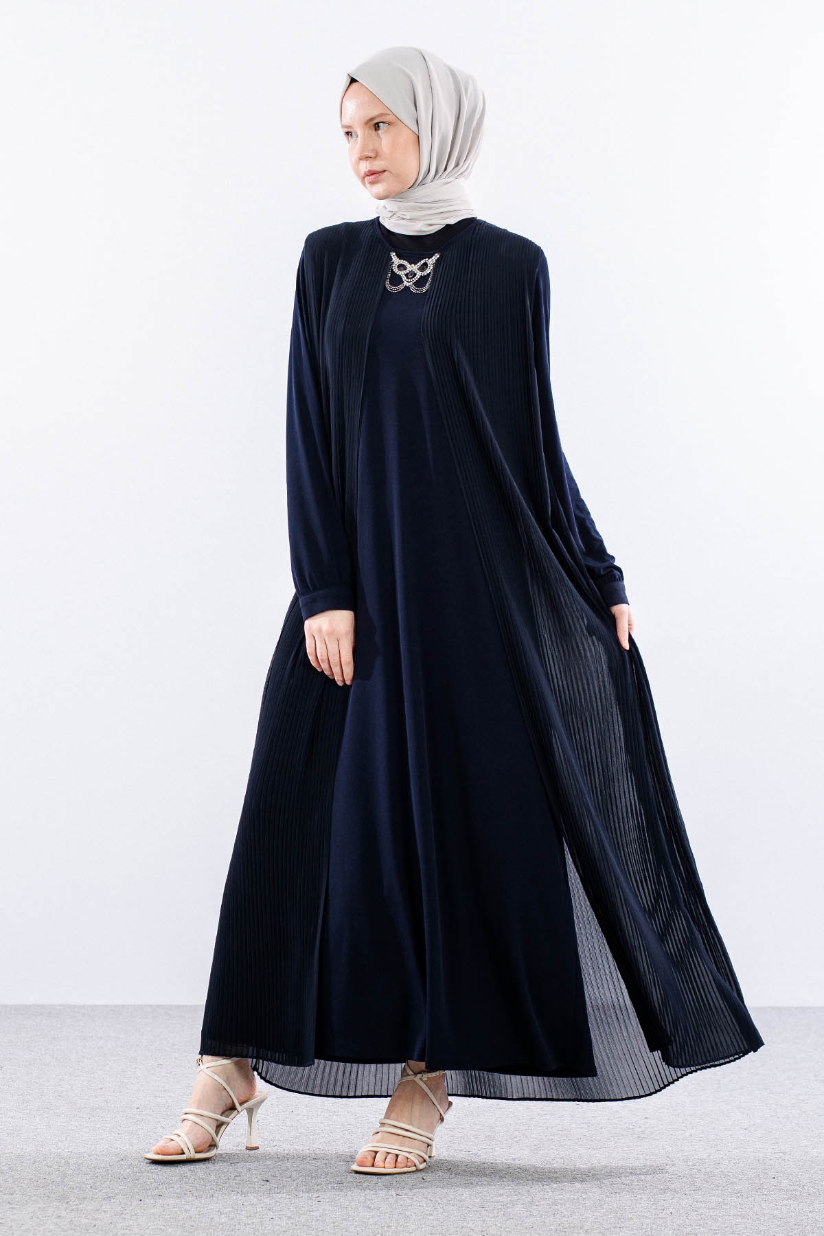 9944 Elbise 4-5-6-7 Pliseli - Lacivert - 3
