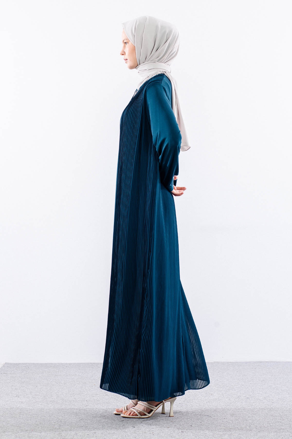 9944 Elbise 4-5-6-7 Pliseli - Petrol - 4