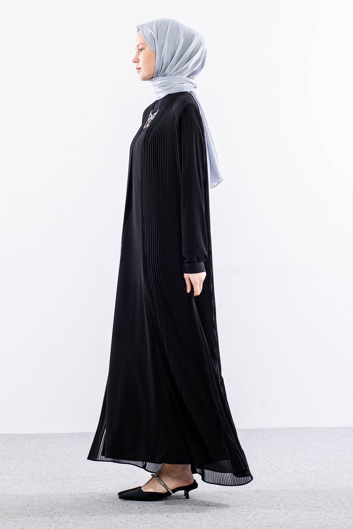 9944 Elbise 4-5-6-7 Pliseli - Siyah - 4