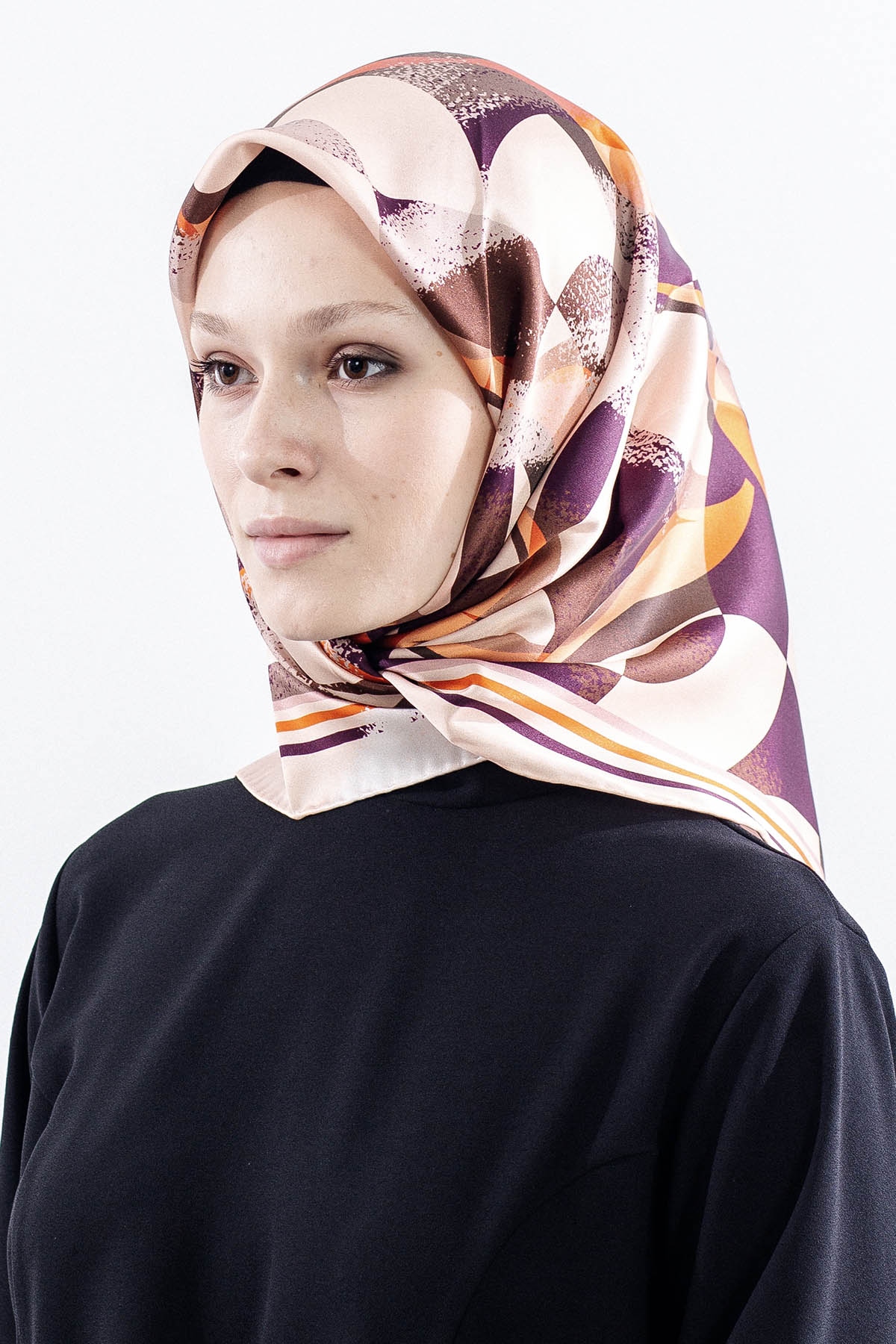 Dg11122 İpek Eşarp 90*90 Sura Kumas - Yesil_bordo - 3