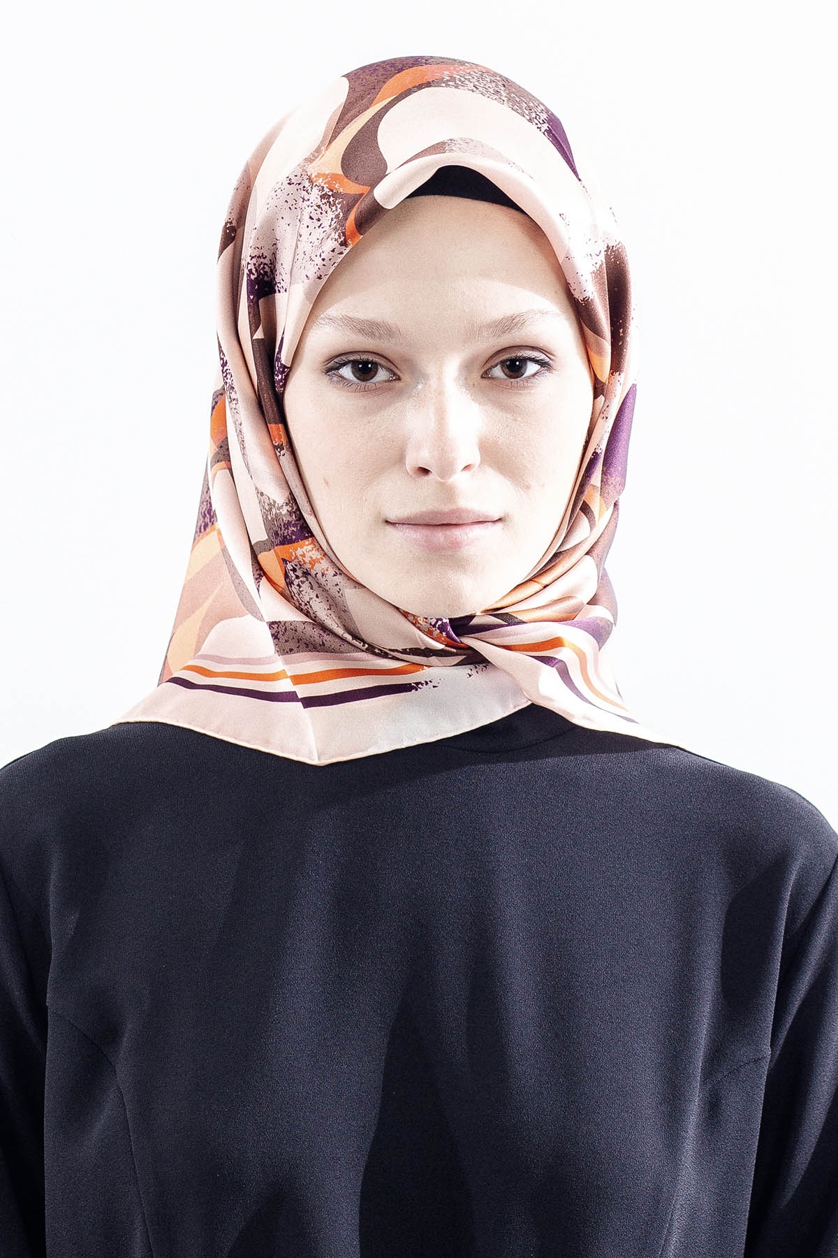 Dg11122 İpek Eşarp 90*90 Sura Kumas - Yesil_bordo - 4
