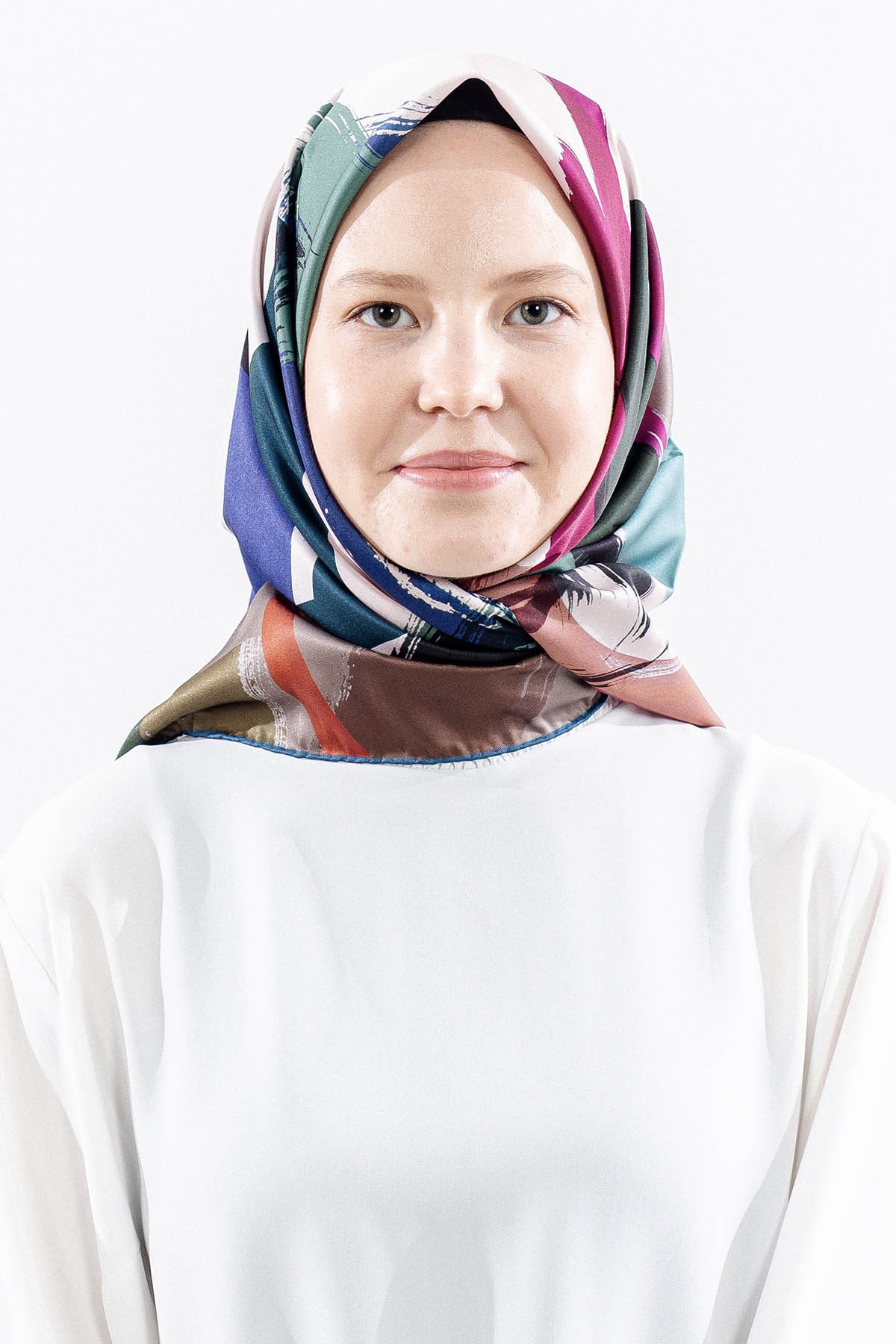 Dg14819 Polyester Eşarp Cizgi - Fusya - 1