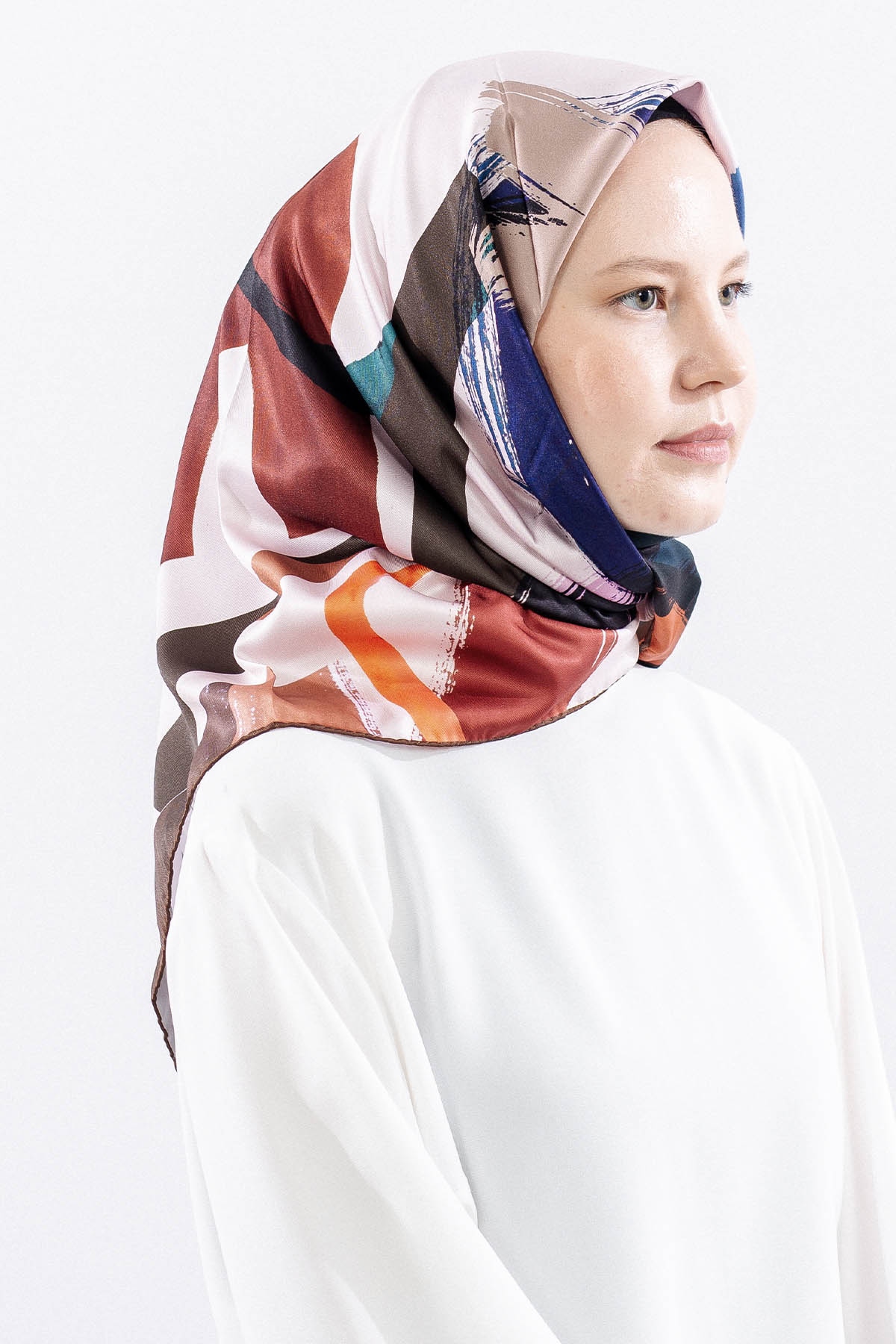 Dg14819 Polyester Eşarp Cizgi - Kahve - 2