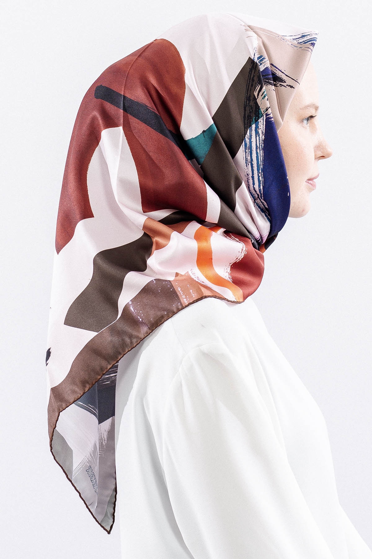 Dg14819 Polyester Eşarp Cizgi - Kahve - 3