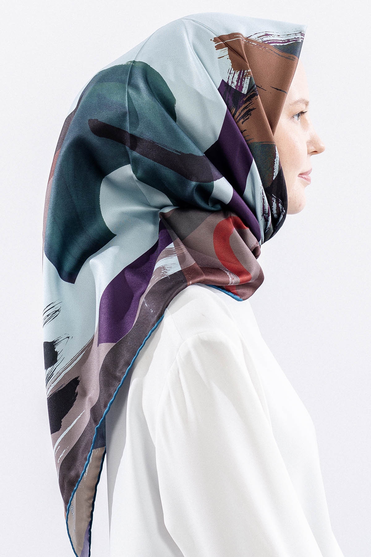 Dg14819 Polyester Eşarp Cizgi - Petrol - 3