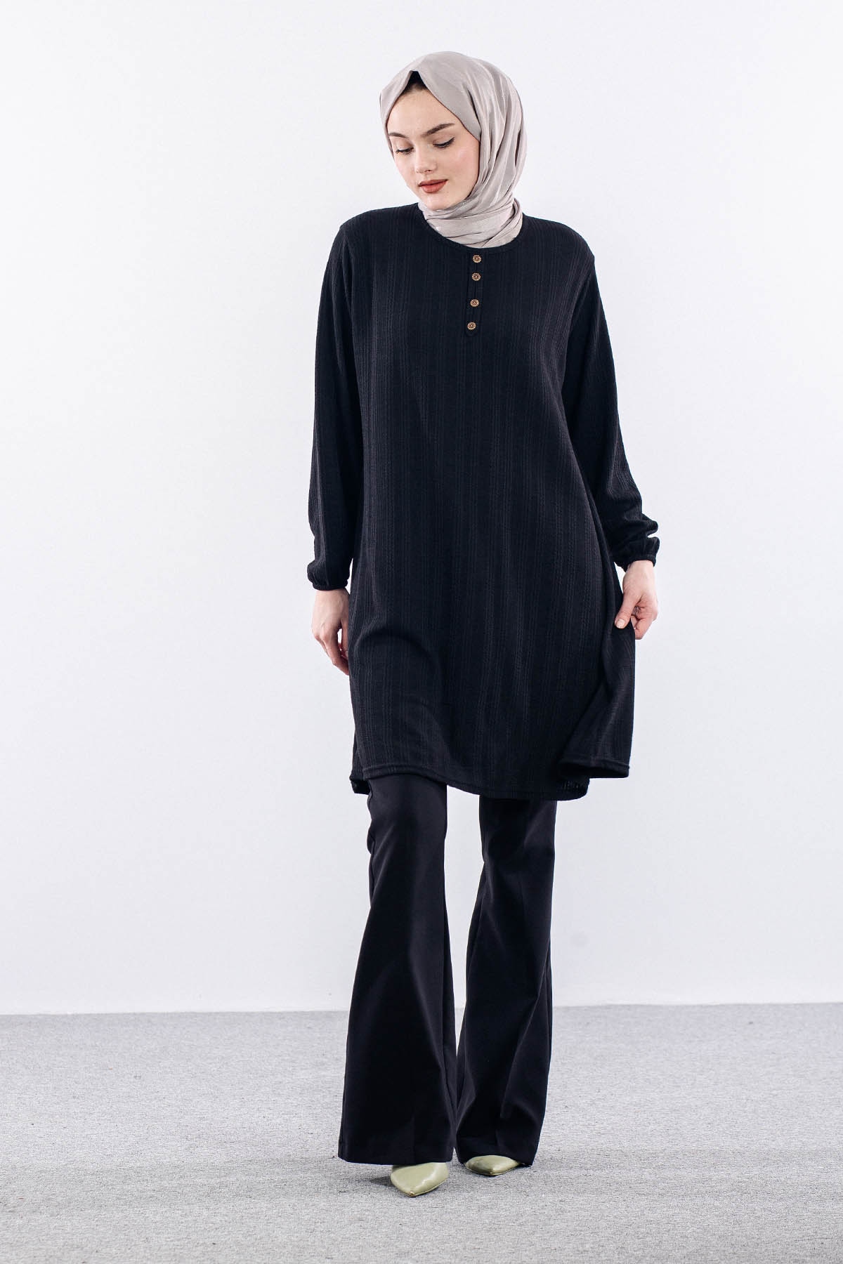 Merve Burgu Tunik 48-50-52 Dugme - Siyah - 2