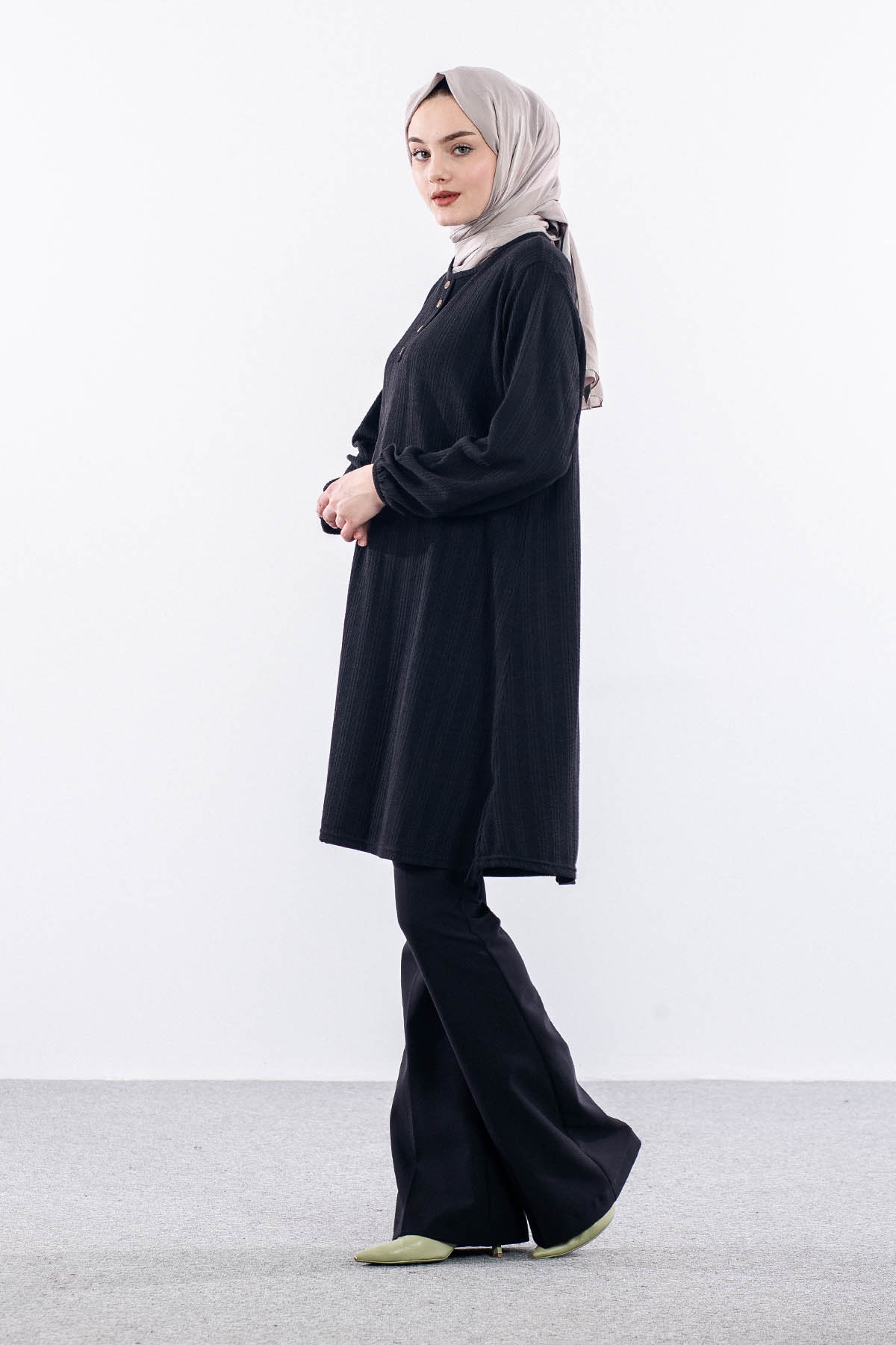 Merve Burgu Tunik 48-50-52 Dugme - Siyah - 3