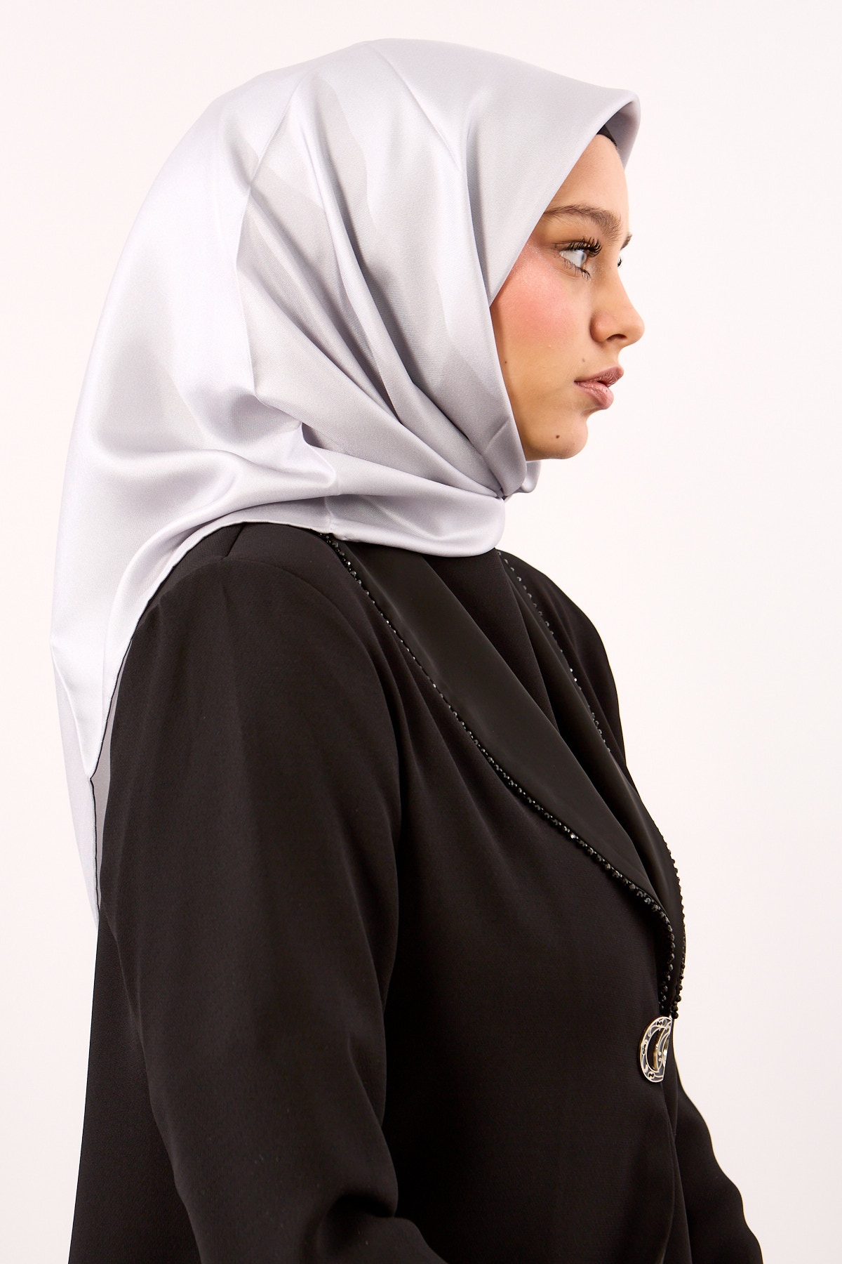 Sade İpek Eşarp 90*90 Sura Kumas - Gumus-- - 2
