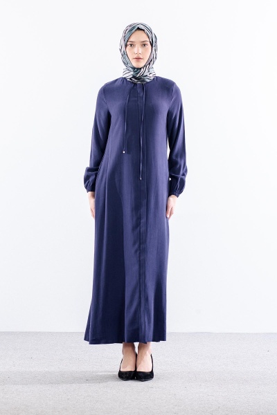 2616 Ferace 42-52 Tencel Duz Ipli - Lacivert - Tekbir