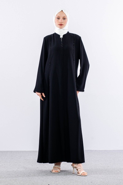 M7632 Ferace 42-52 Sirataş Detay - Siyah - Tekbir